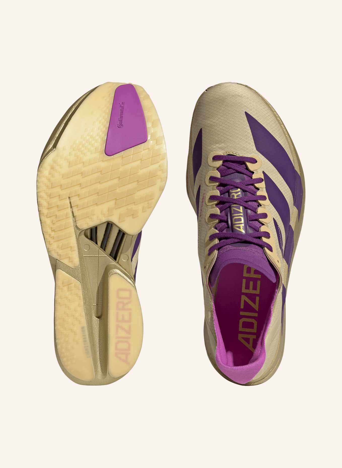 adidas Chaussures de course ADIZERO ADIOS PRO 4: OR / LILAS FONCÉ / ROSE FUCHSIA