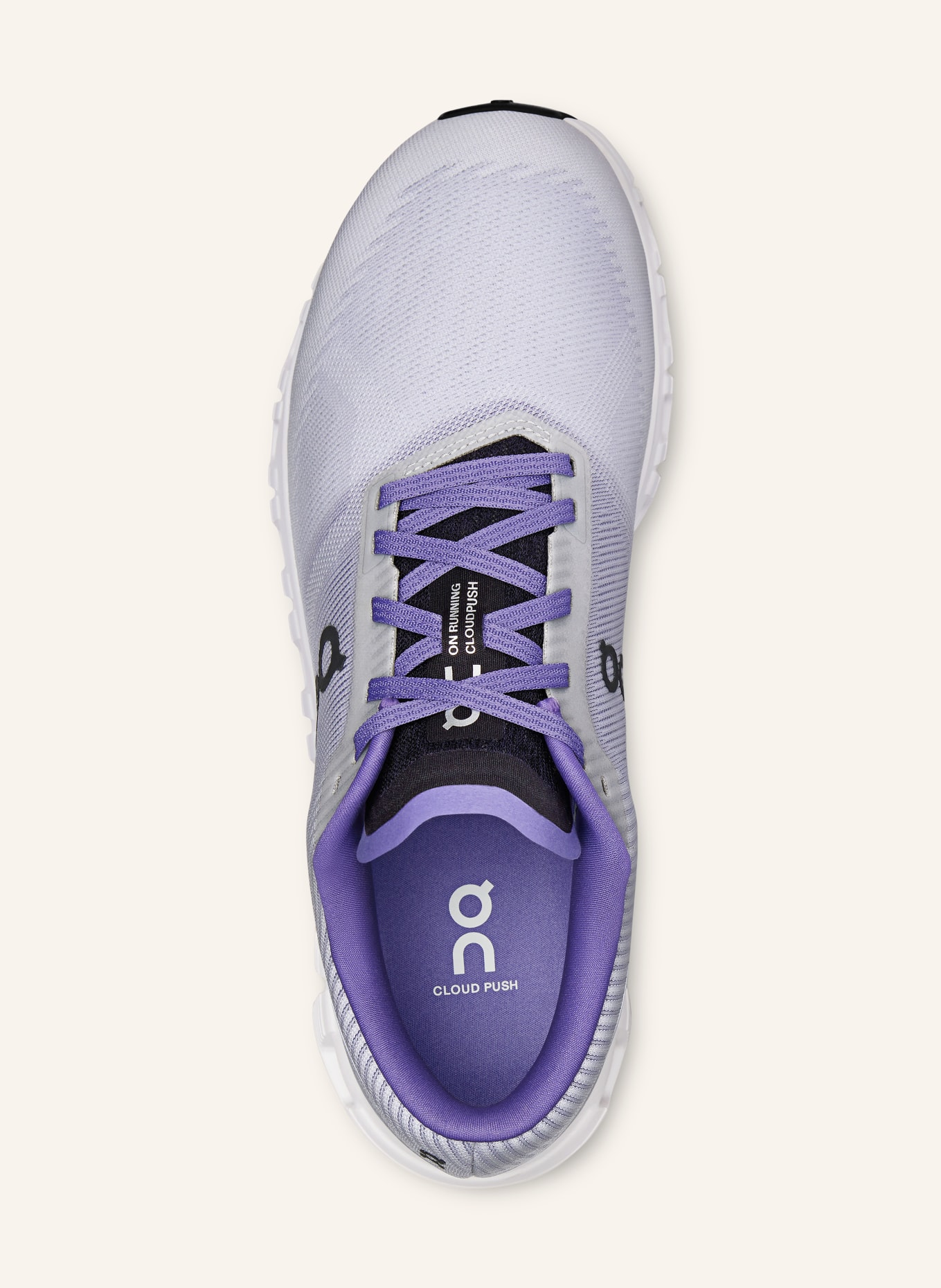 On CLOUD 6 PUSH sneakers: LIGHT PURPLE / DARK PURPLE / BLACK