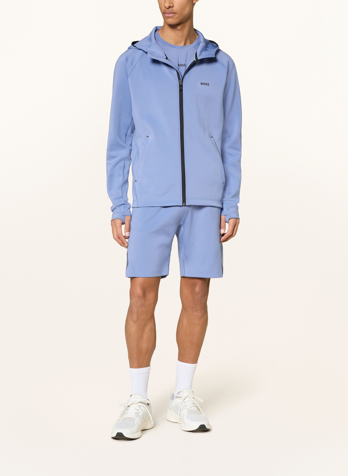 BOSS Trainingsjacke SICON ACTIVE: HELLBLAU / SCHWARZ