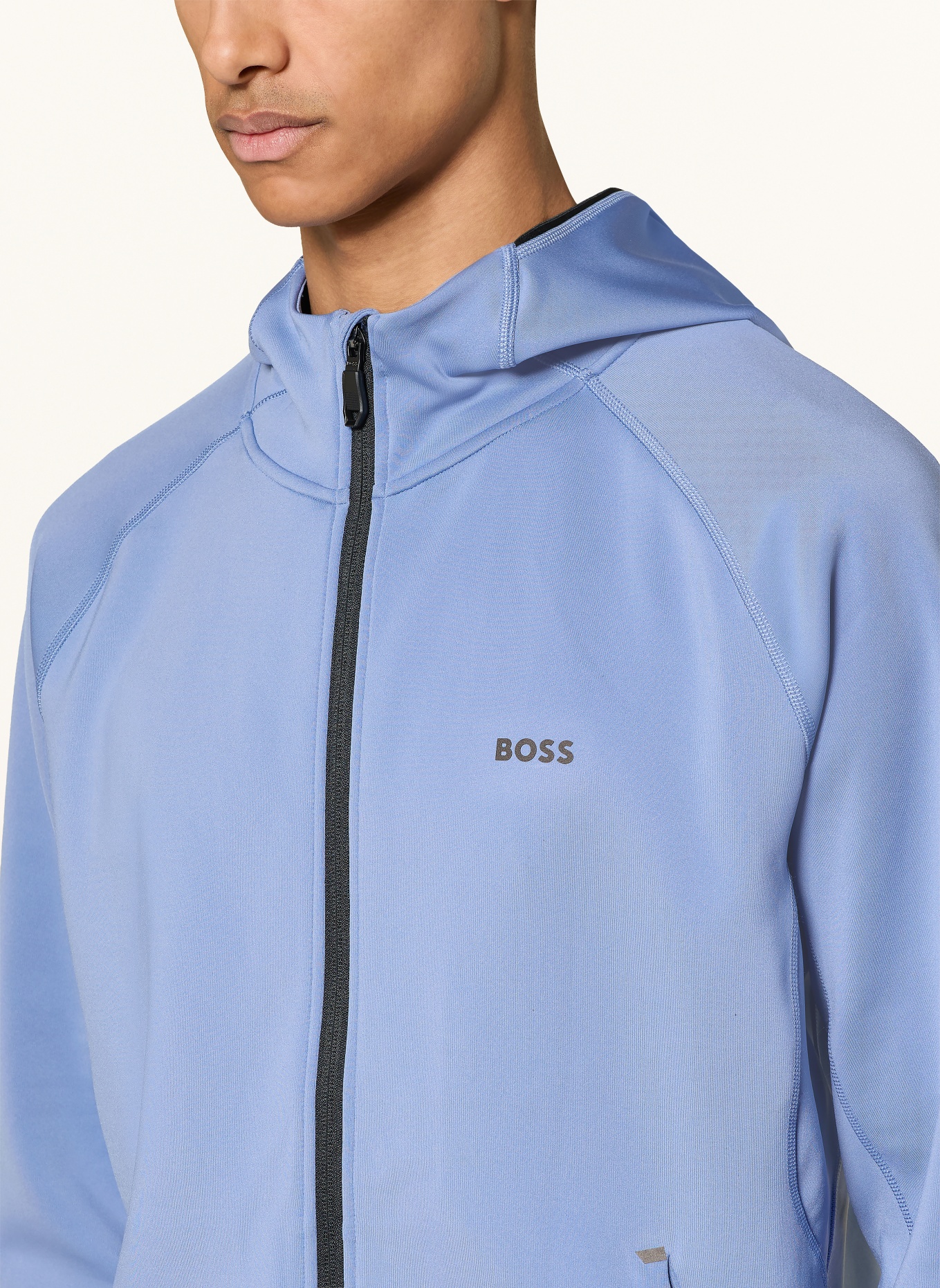 BOSS Trainingsjacke SICON ACTIVE: HELLBLAU / SCHWARZ