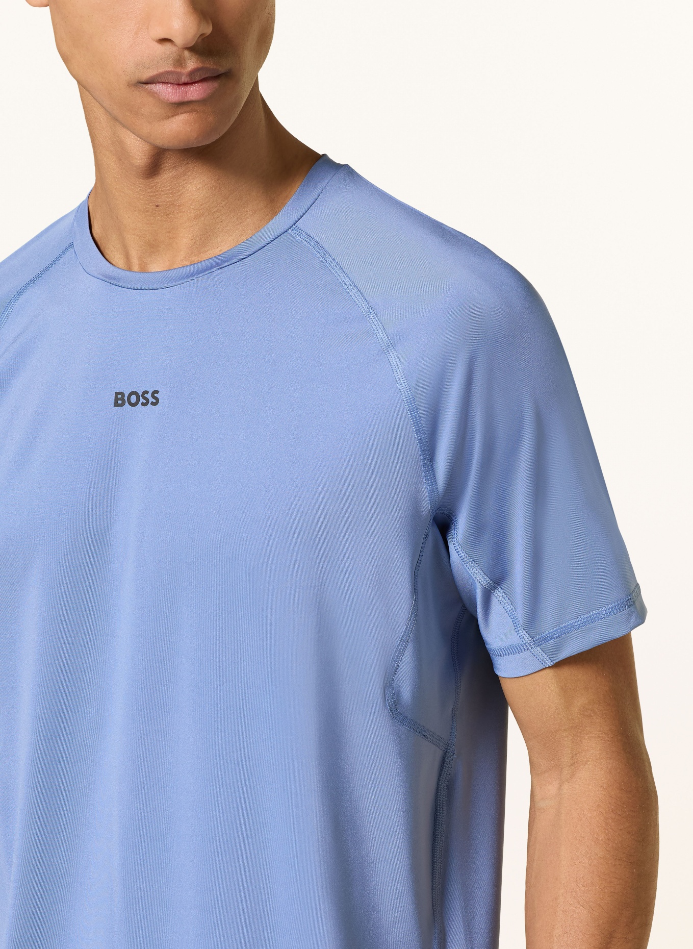 BOSS Tričko ACTIVE: TMAVĚ MODRÁ / TMAVĚ ŠEDÁ