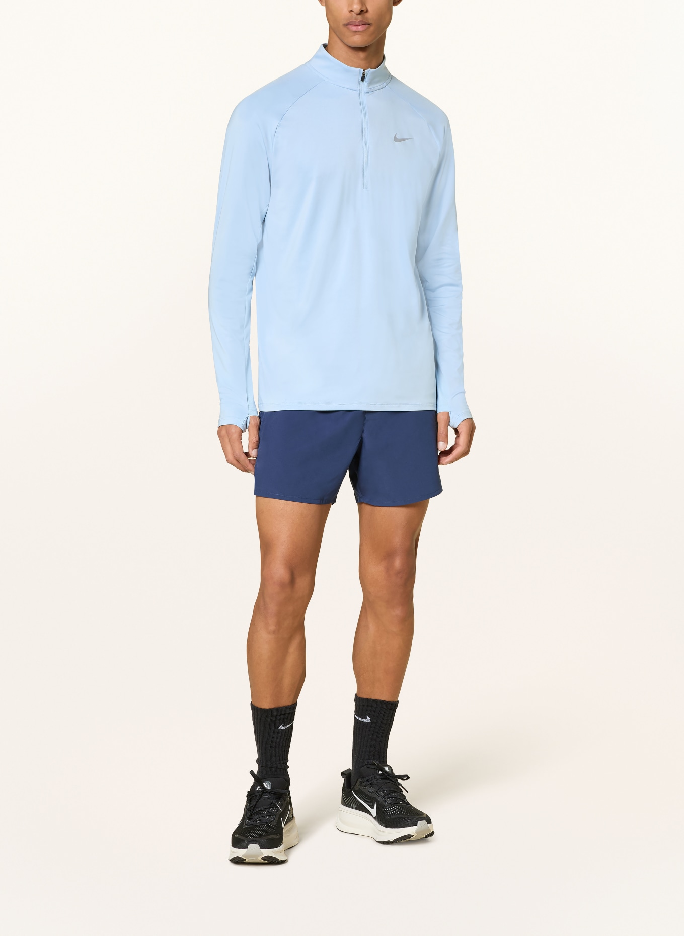 Nike Běžecké tričko: TMAVĚ MODRÁ / ŠEDÁ