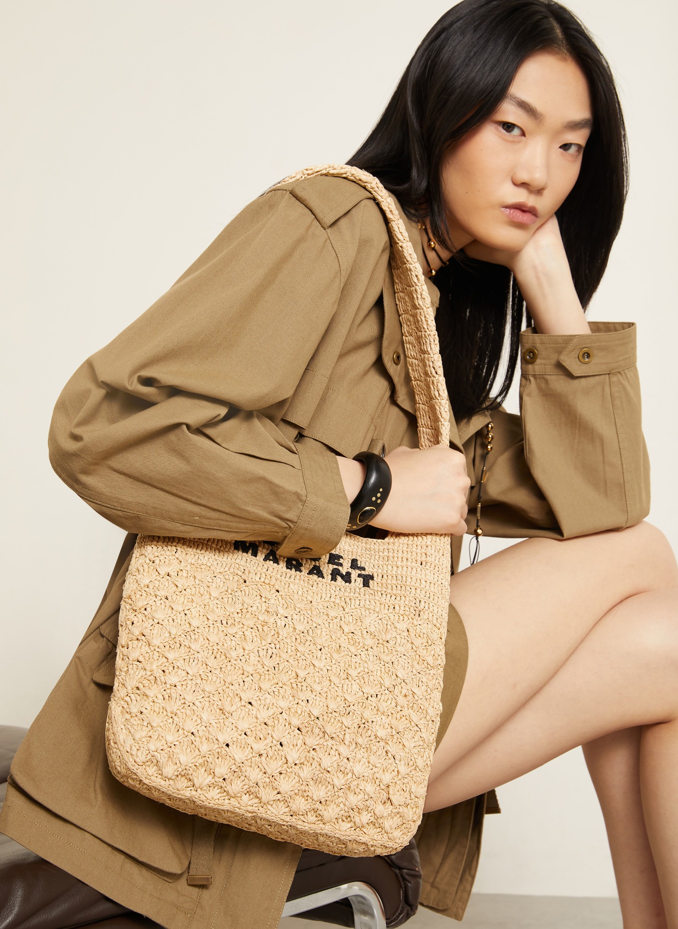 ISABEL MARANT Schoudertas PRAIA SMALL: LICHTBRUIN