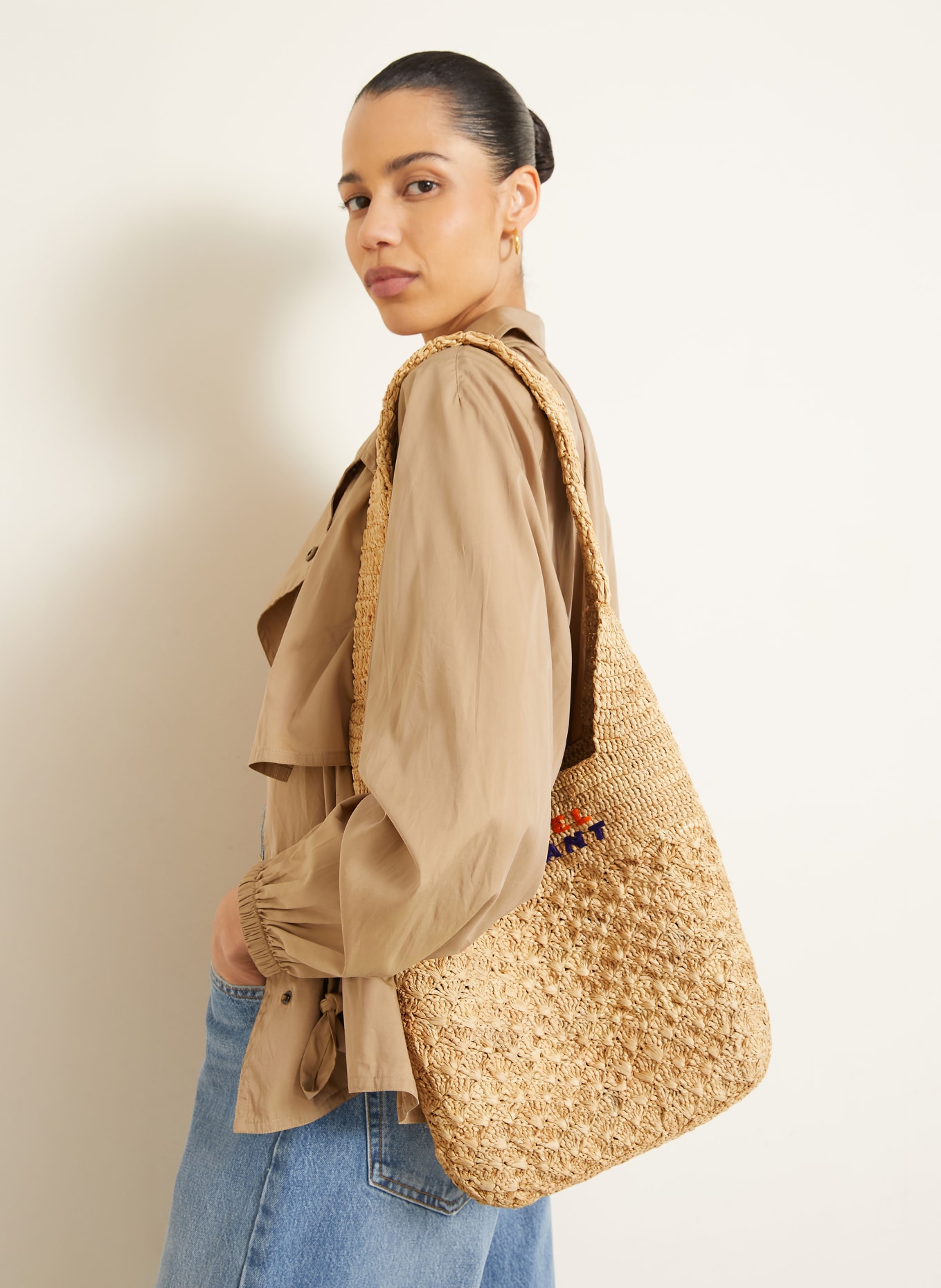 ISABEL MARANT Schoudertas PRAIA SMALL: LICHTBRUIN