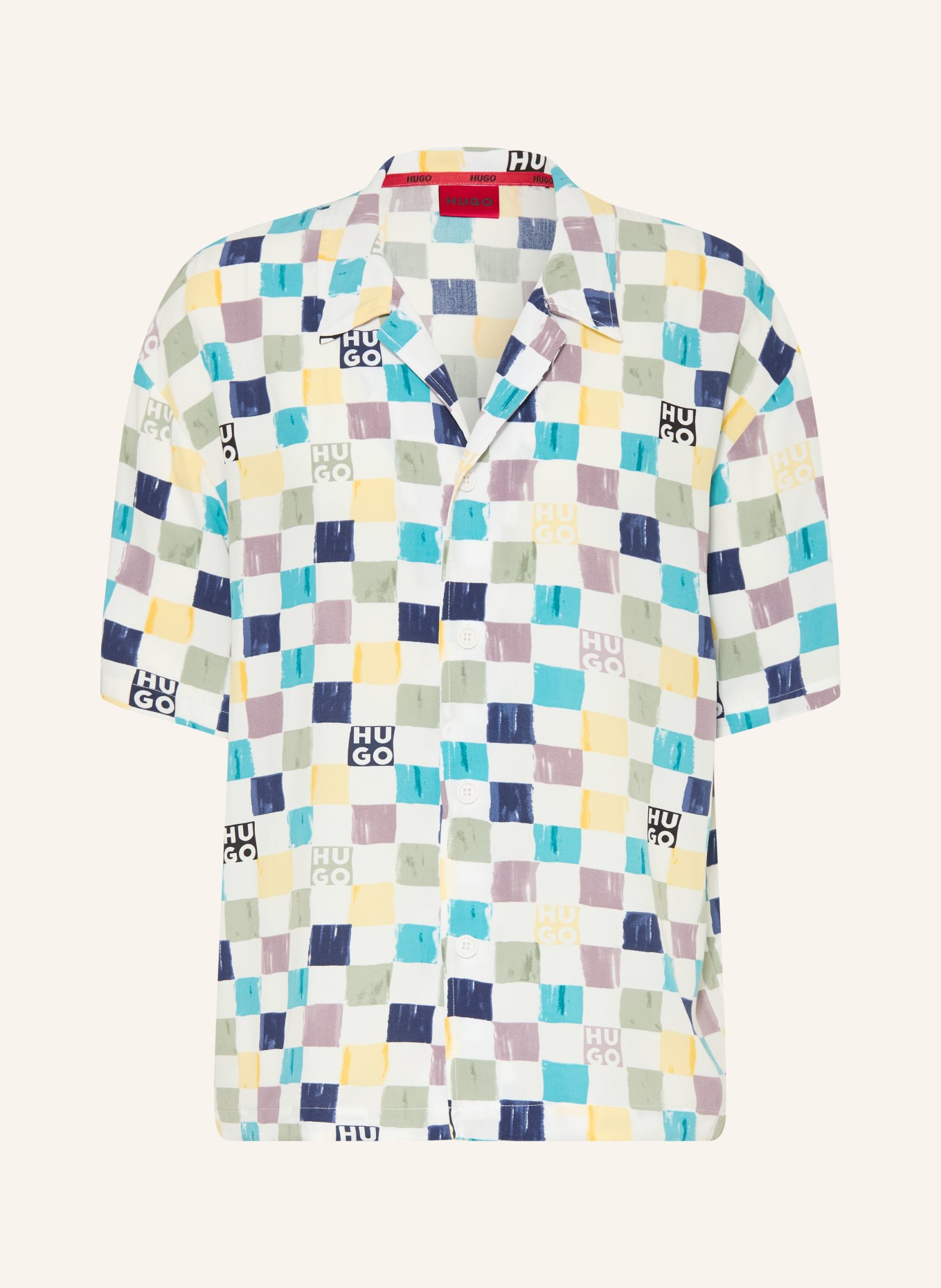 HUGO Koszula wypoczynkowa Relaxed Fit: BIAŁY / JASNOŻÓŁTY / JASNONIEBIESKI
