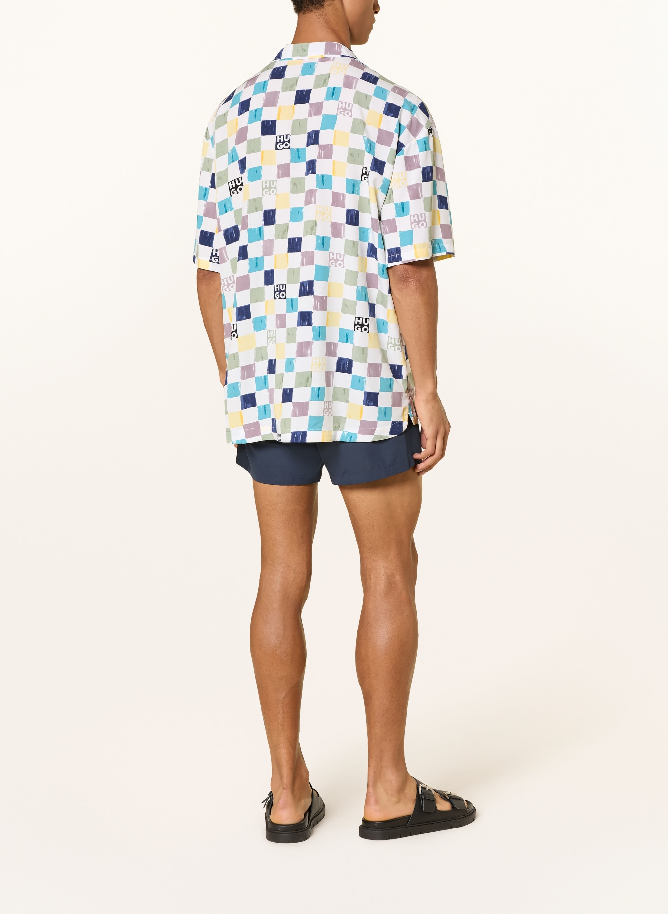 HUGO Koszula wypoczynkowa Relaxed Fit: BIAŁY / JASNOŻÓŁTY / JASNONIEBIESKI