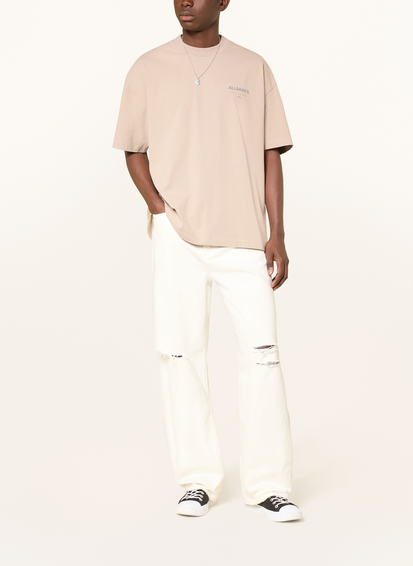 ALLSAINTS T-shirt UNDERGROUND: BEIGE / TAUPE