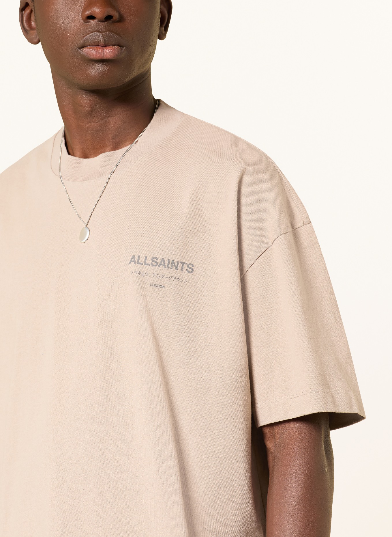 ALLSAINTS T-shirt UNDERGROUND: BEIGE / TAUPE