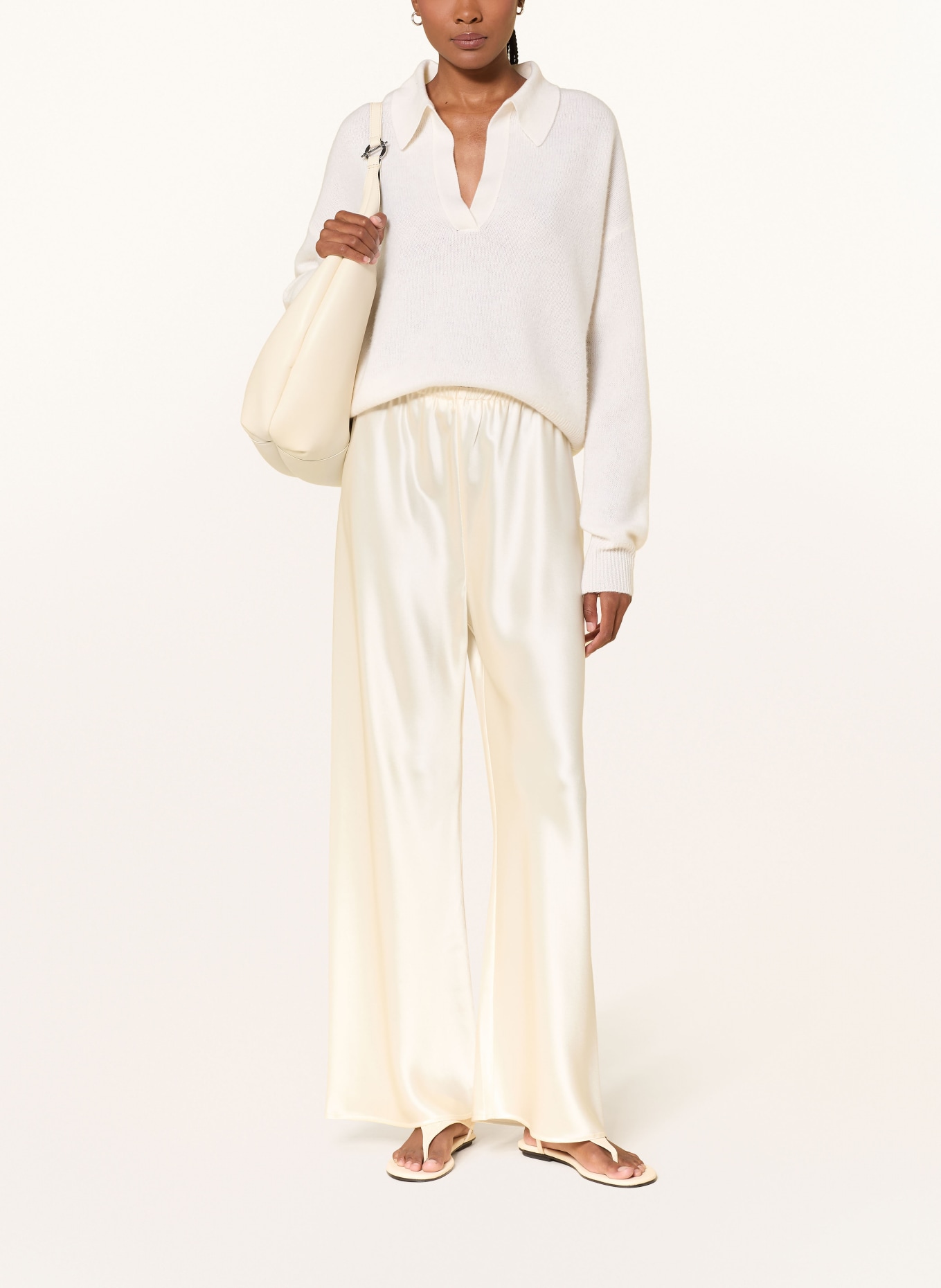 ALMADA LABEL Saténové kalhoty BIAS: KRÉMOVÁ