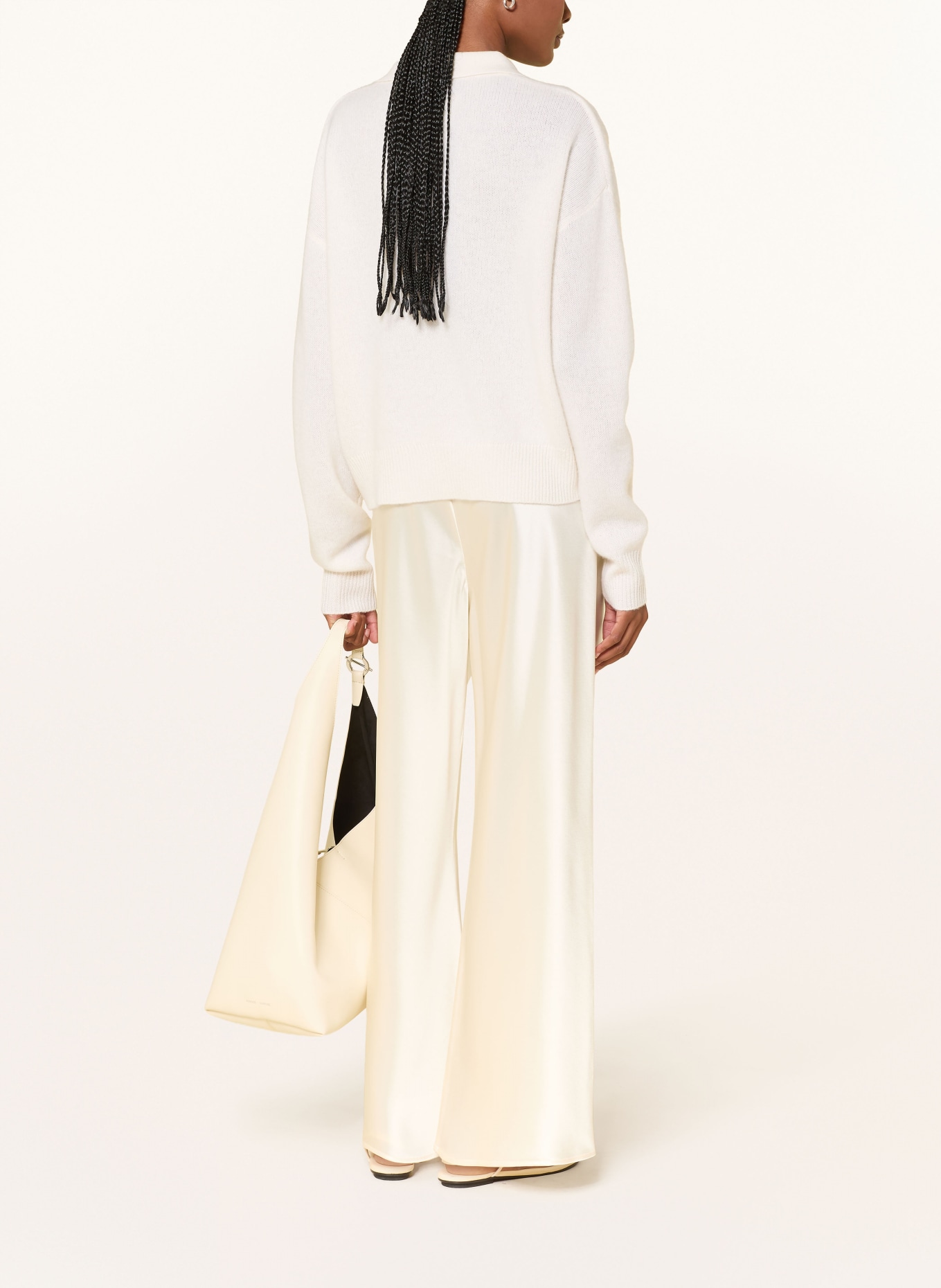 ALMADA LABEL Saténové kalhoty BIAS: KRÉMOVÁ