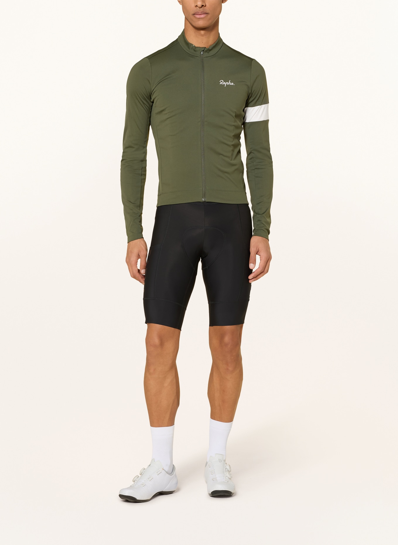 Rapha Cycling jersey CORE THERMAL: KHAKI / WHITE