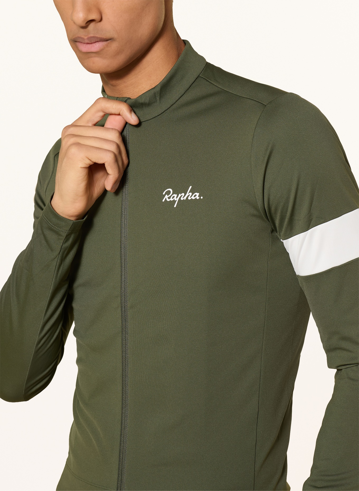 Rapha Cycling jersey CORE THERMAL: KHAKI / WHITE