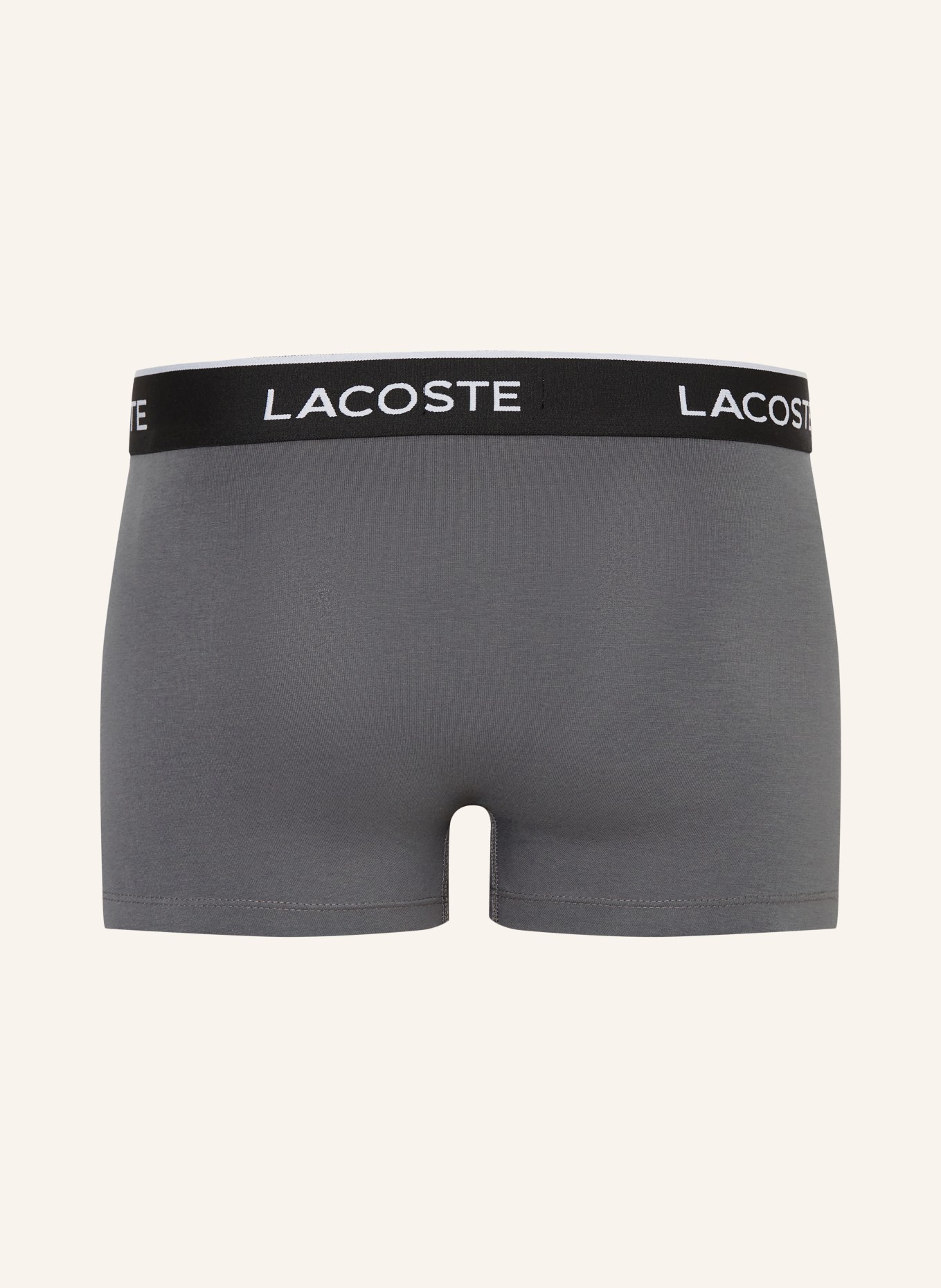 LACOSTE Bokserki, 3 szt.: SZARY / JASNOCZARY / CZARNY