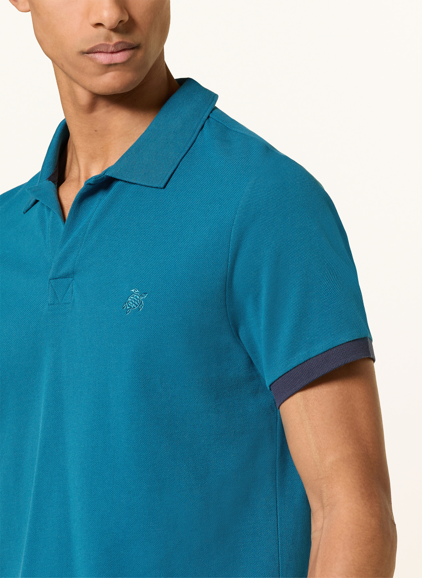 VILEBREQUIN Polokošile z piké PALATIN Regular Fit: PETROLEJOVÁ / TMAVĚ MODRÁ