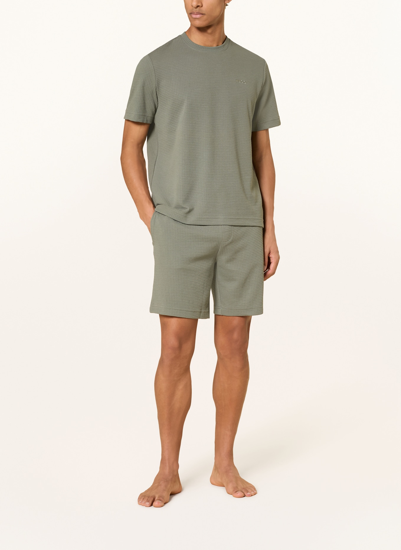 HUGO Pajama shirt AUSTIN: KHAKI