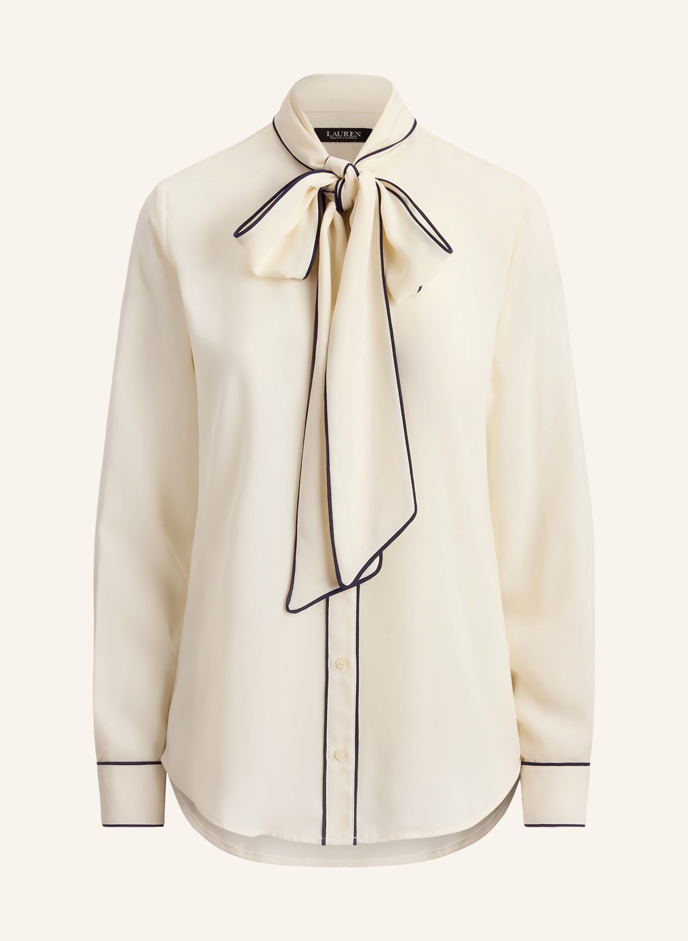 LAUREN RALPH LAUREN Bow-tie blouse: CREAM / DARK BLUE