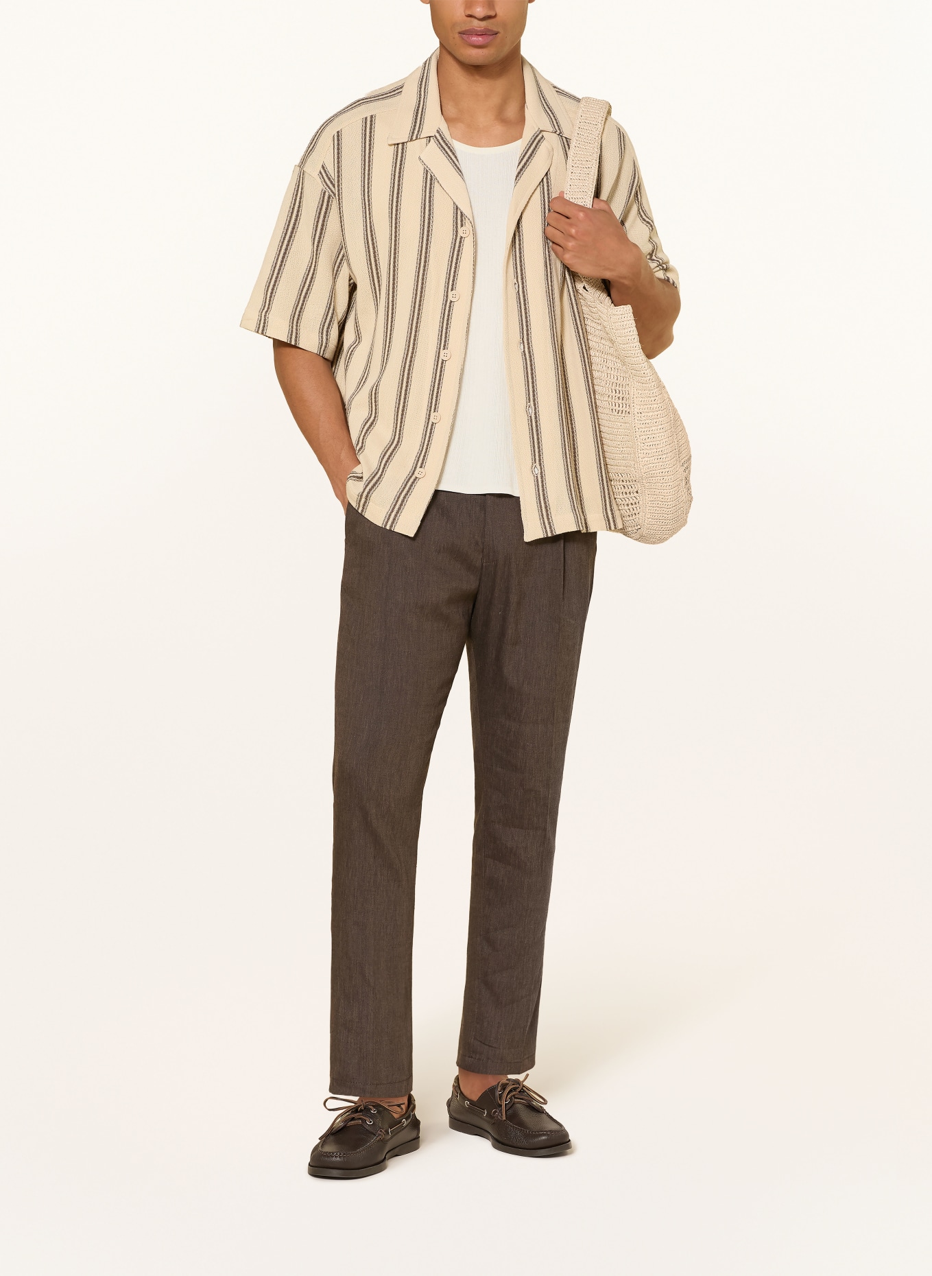 DRYKORN Oblekové kalhoty CHASY Extra Slim Fit se lnem: 1104 braun