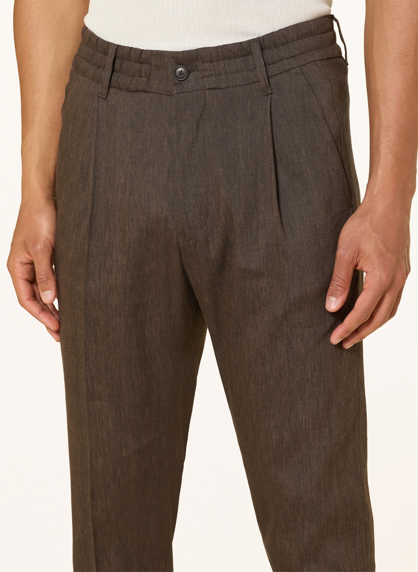 DRYKORN Oblekové kalhoty CHASY Extra Slim Fit se lnem: 1104 braun