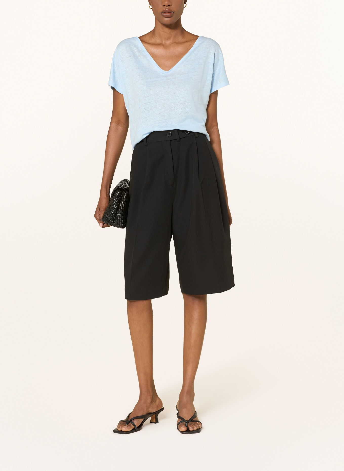 RIANI Lněné tričko: TMAVĚ MODRÁ