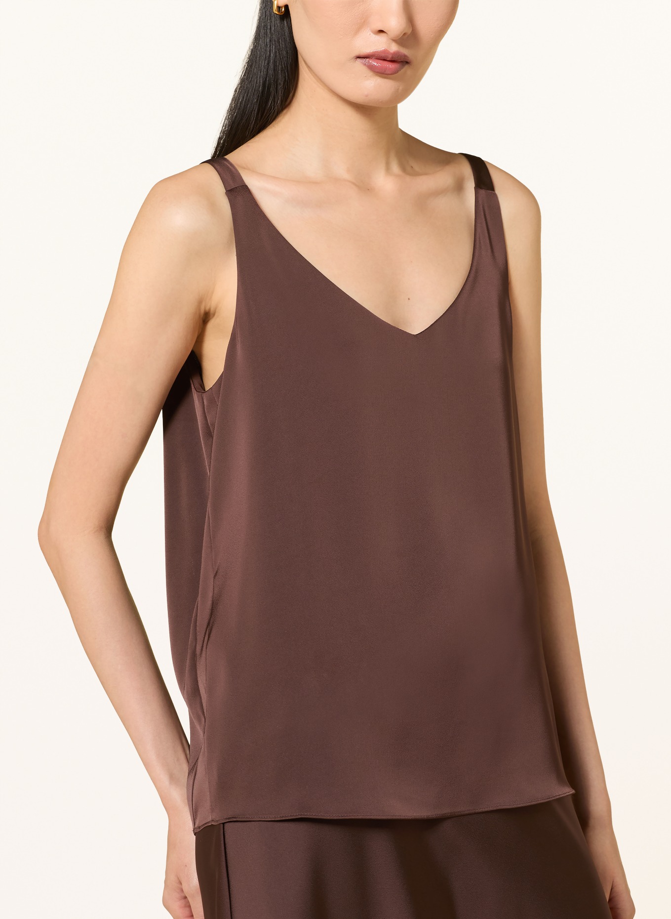 V by Vera Mont Satin top: DARK BROWN