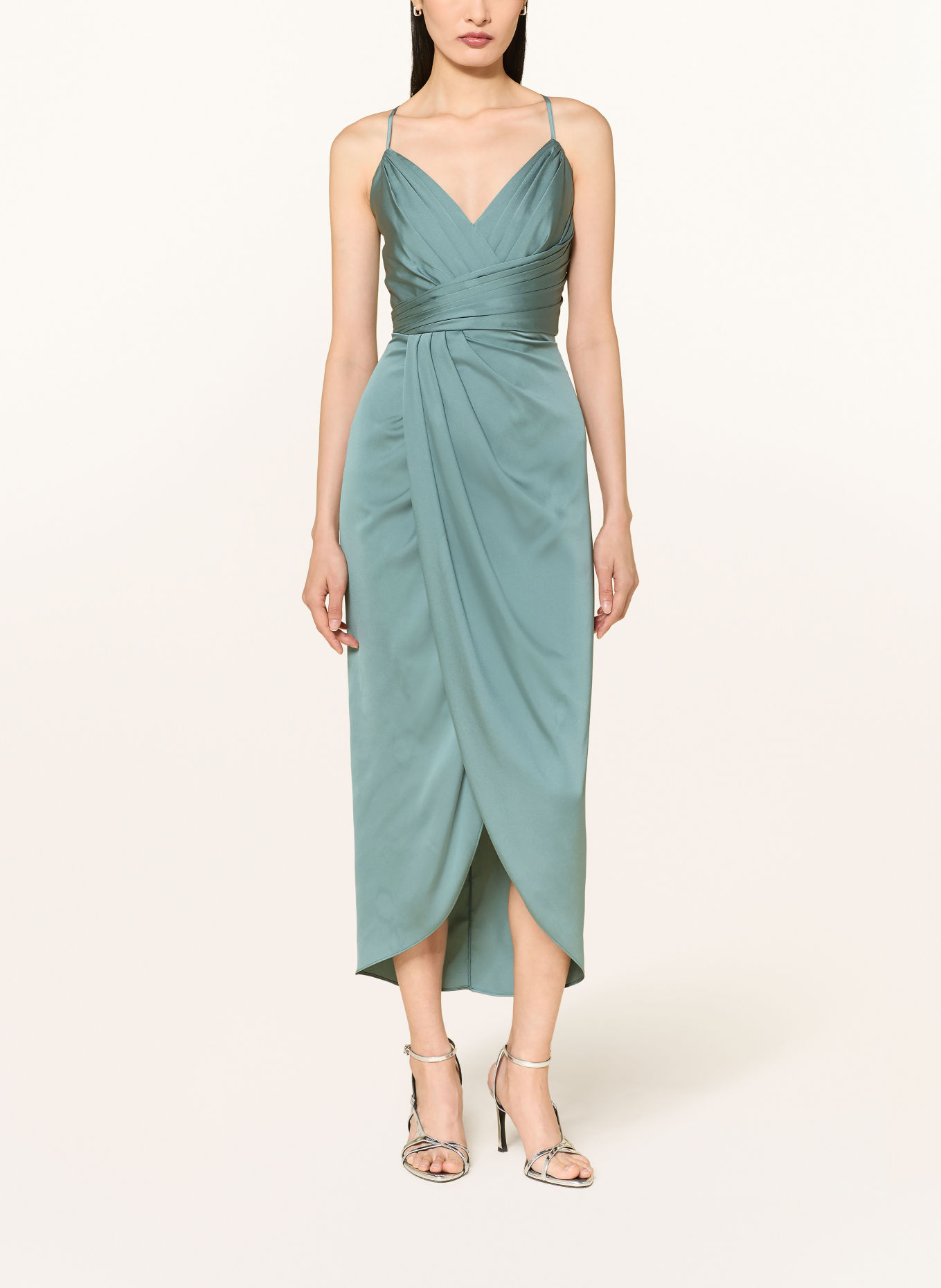 V by Vera Mont Robe de cocktail en satin: BLEU PÉTROLE