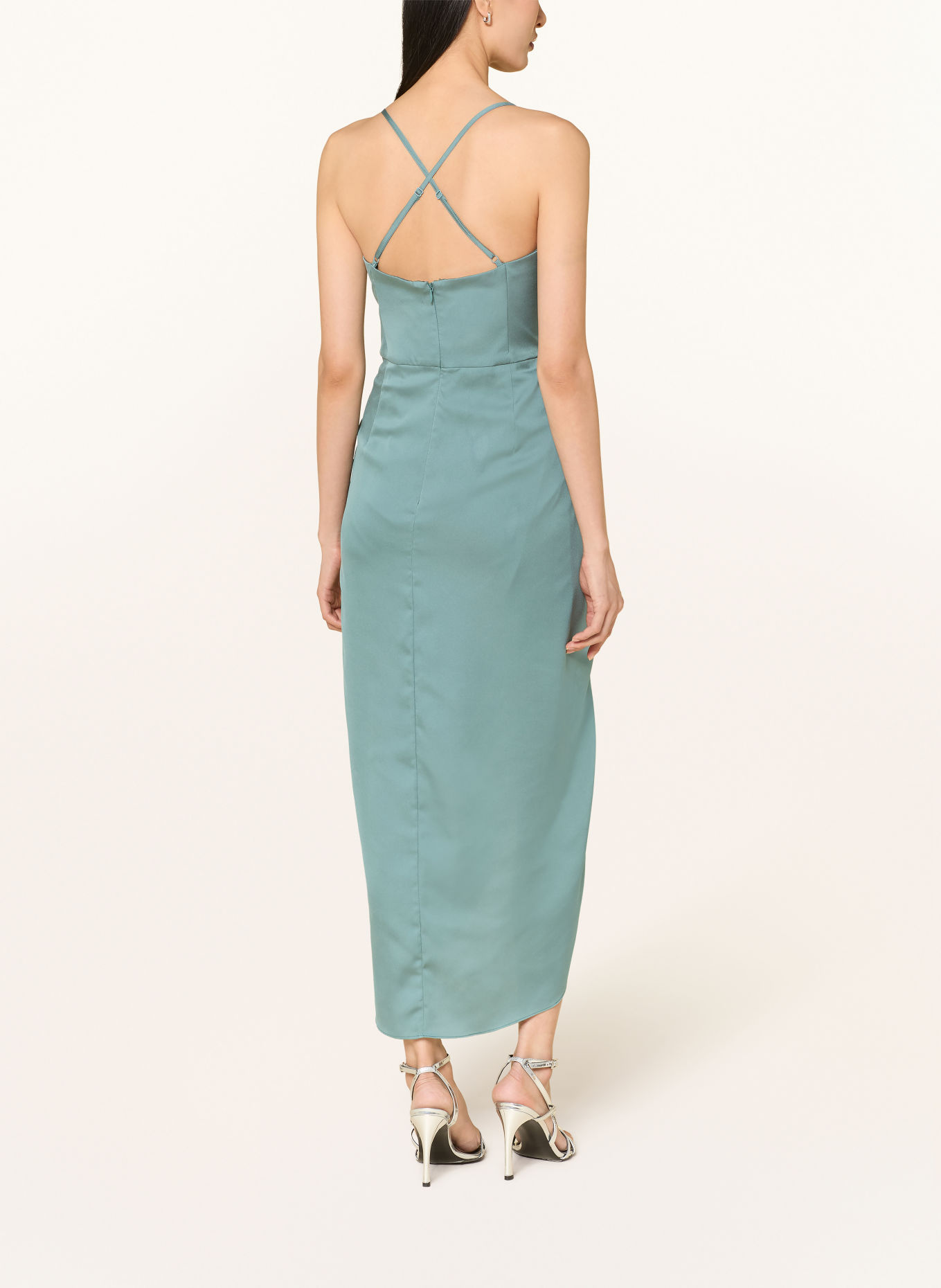 V by Vera Mont Robe de cocktail en satin: BLEU PÉTROLE