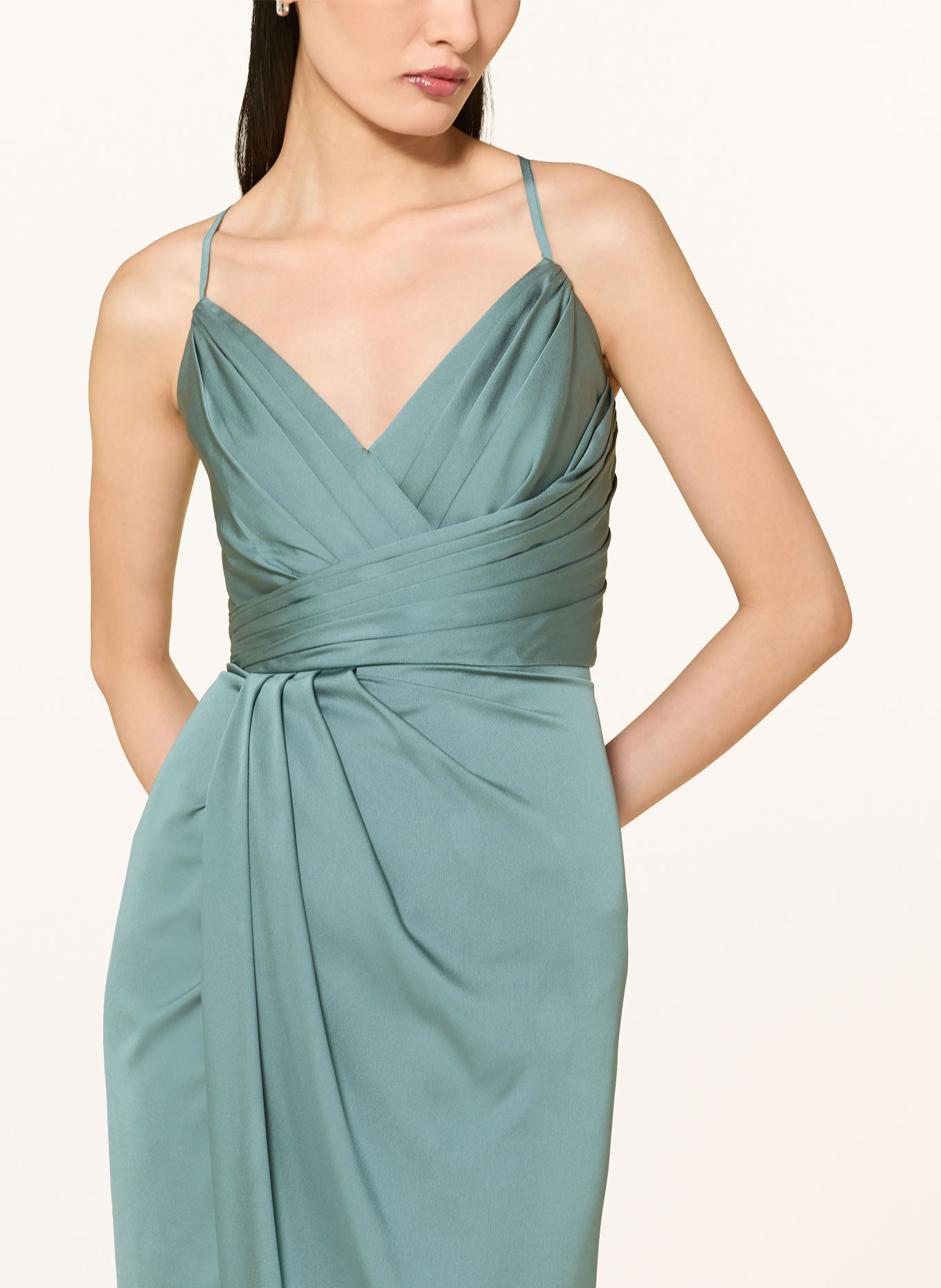 V by Vera Mont Robe de cocktail en satin: BLEU PÉTROLE