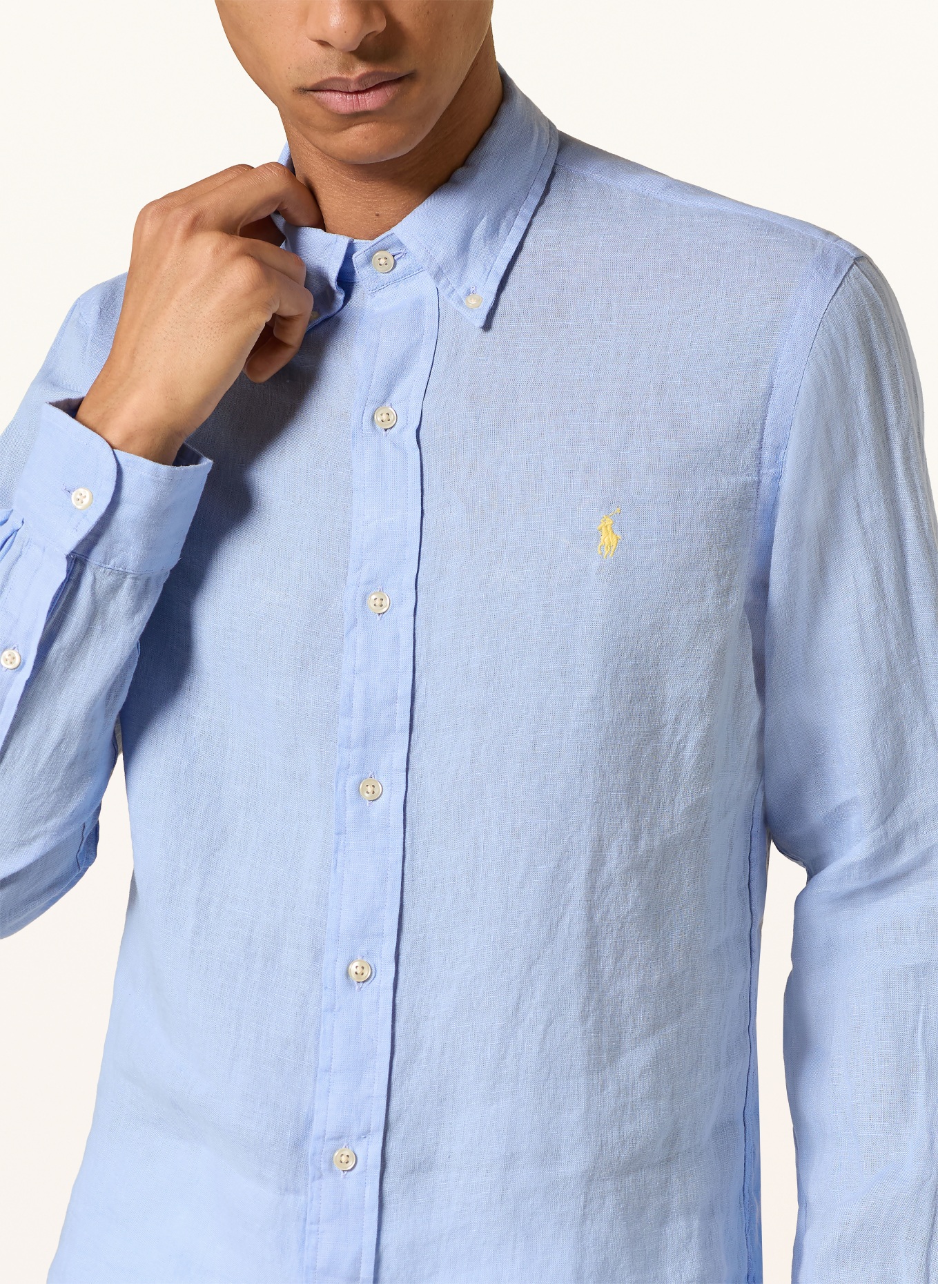 POLO RALPH LAUREN Leinenhemd Custom Fit: HELLBLAU