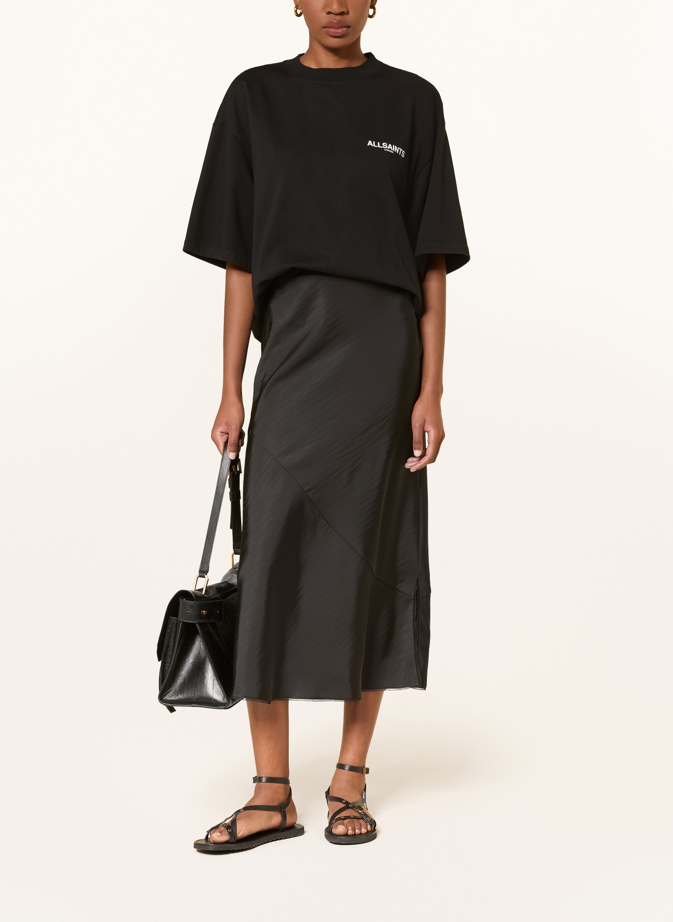 ALLSAINTS Oversized-Shirt AMELIE: SCHWARZ / GRAU / WEISS
