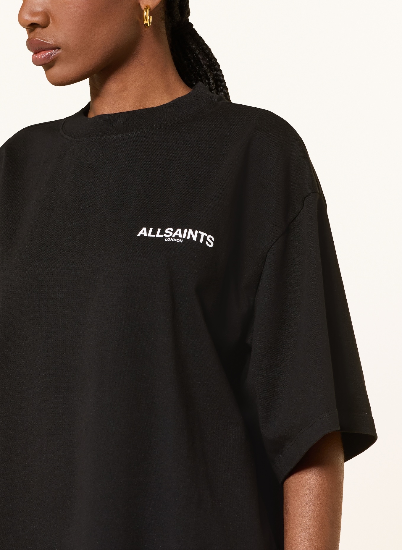 ALLSAINTS Oversized-Shirt AMELIE: SCHWARZ / GRAU / WEISS