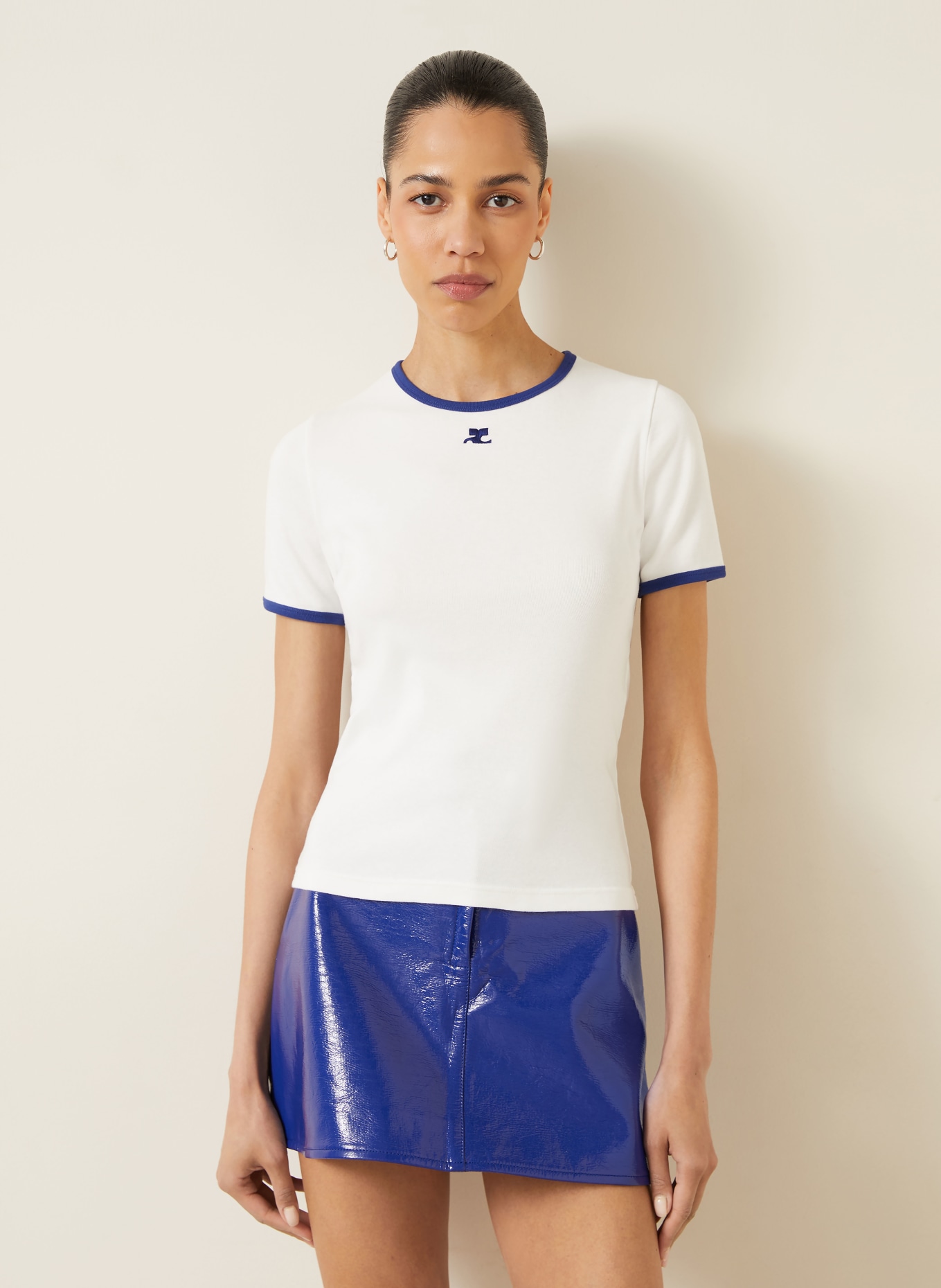 Courrèges T-shirt: BLANC / BLEU