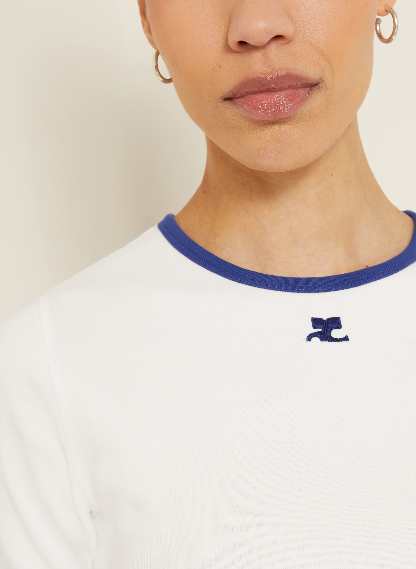 Courrèges T-shirt: BLANC / BLEU