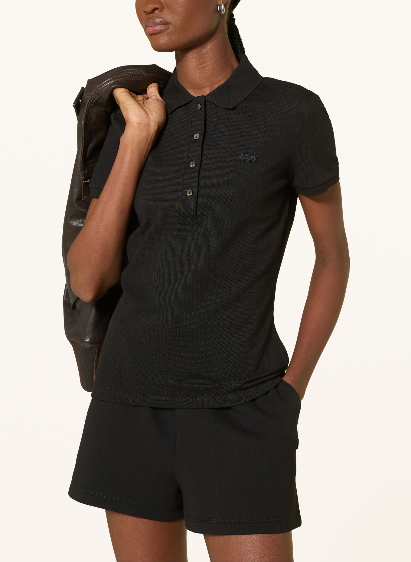 LACOSTE Piqué Polo Shirt: BLACK
