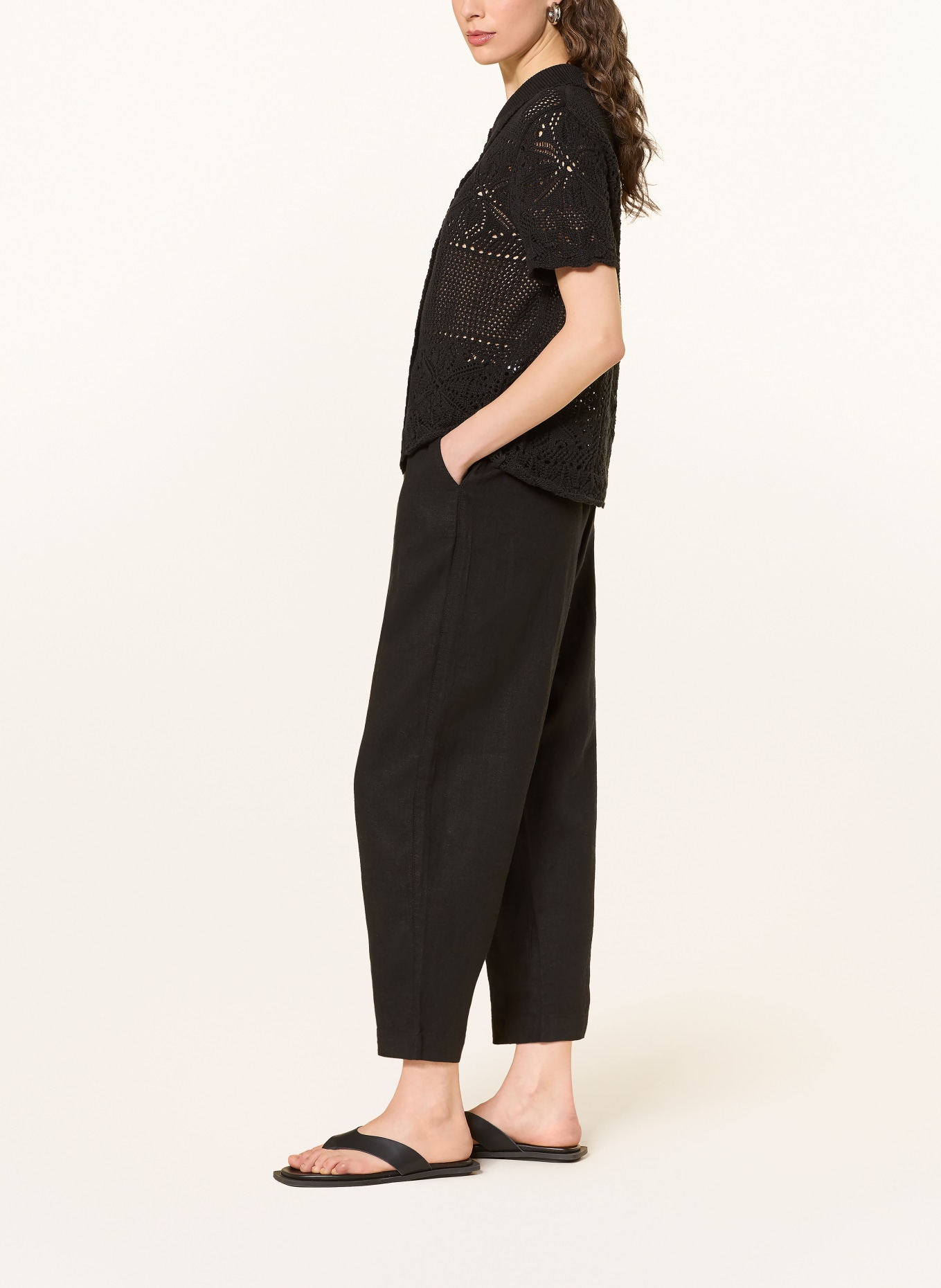 ICHI 7/8-Hose IHLINNO mit Leinen: SCHWARZ