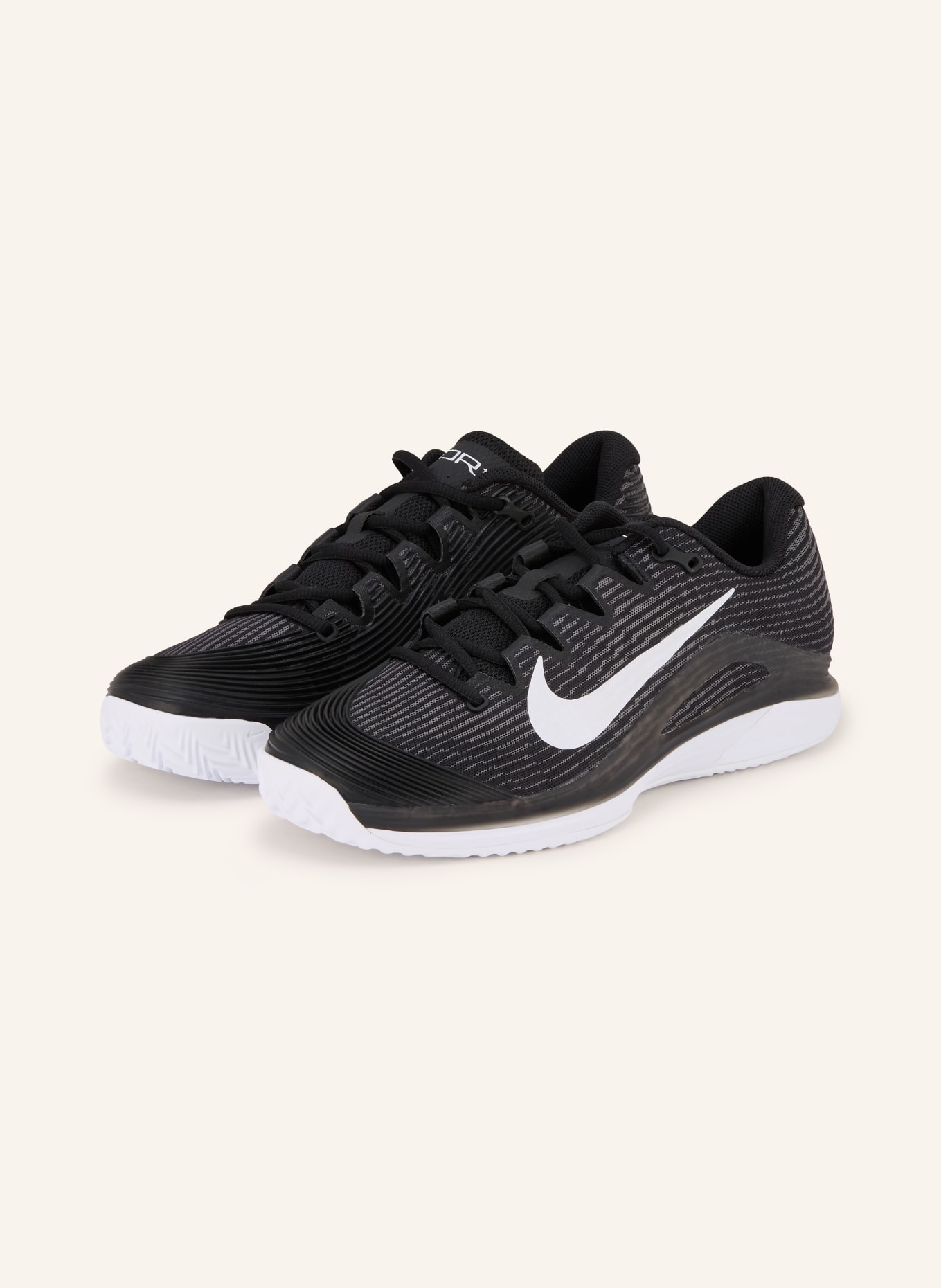 Nike Tennisschuhe ZOOM VAPOR 12: SCHWARZ / HELLGRAU / WEISS