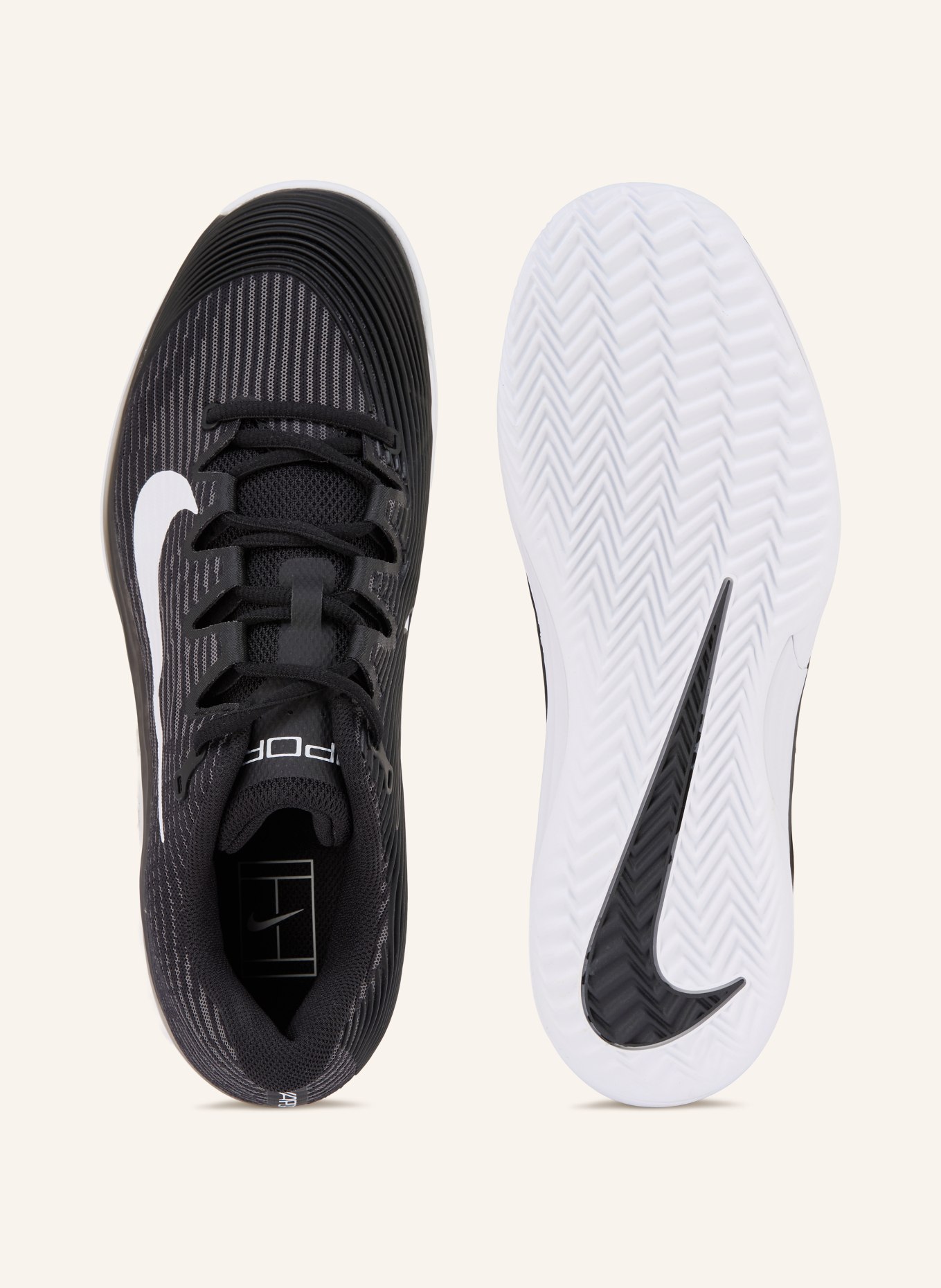 Nike Tennisschuhe ZOOM VAPOR 12: SCHWARZ / HELLGRAU / WEISS