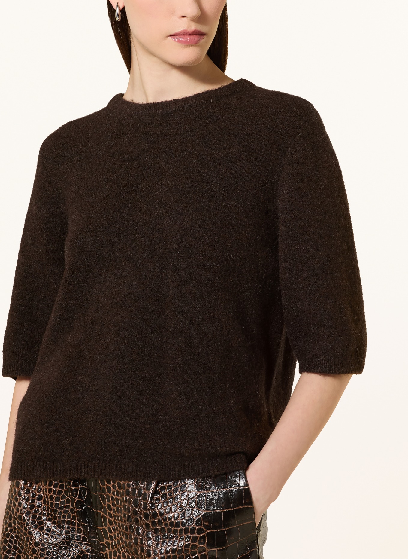 GESTUZ Strickshirt ALPHAGZ mit Alpaka: DUNKELBRAUN