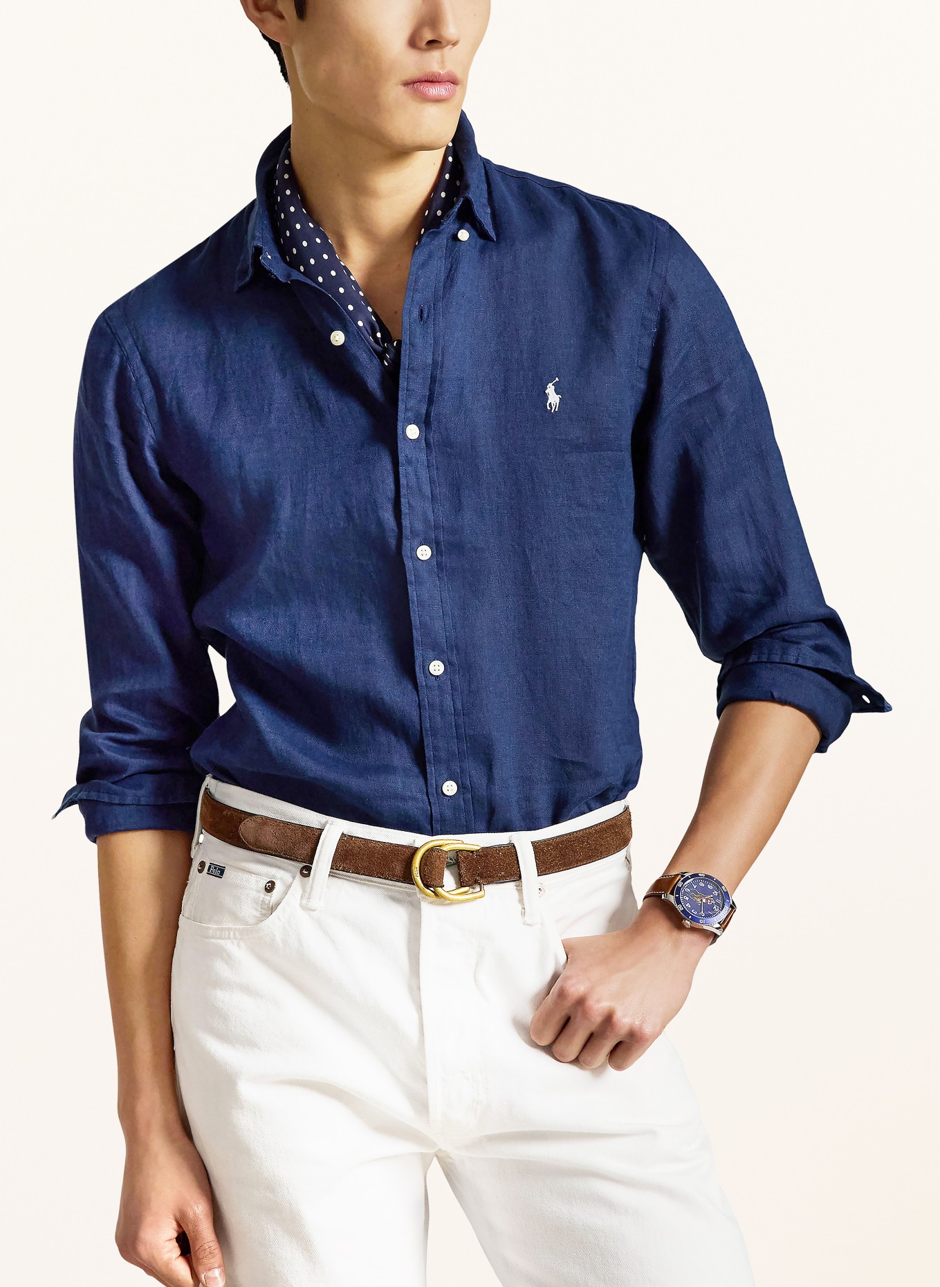 POLO RALPH LAUREN Leinenhemd Slim Fit: DUNKELBLAU