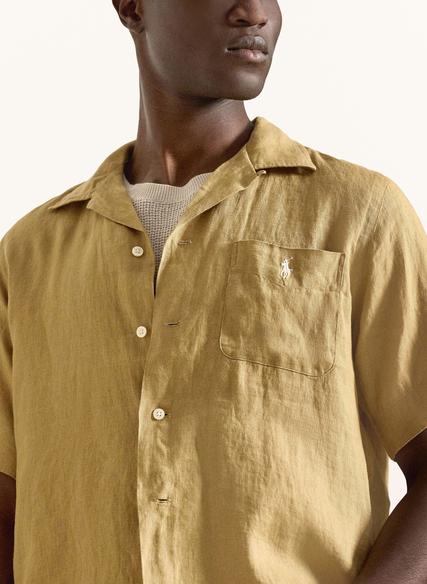 POLO RALPH LAUREN Resort shirt classic fit made of linen: COGNAC