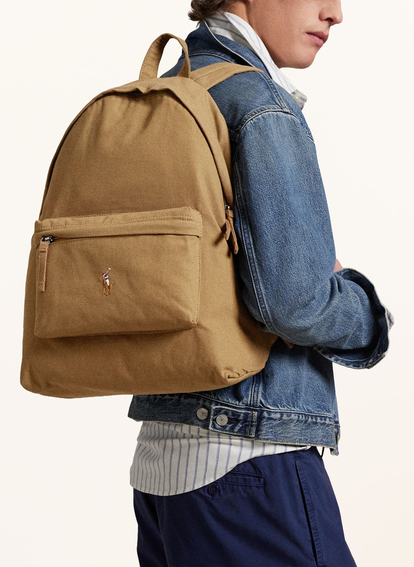 POLO RALPH LAUREN Backpack: KHAKI / SILVER