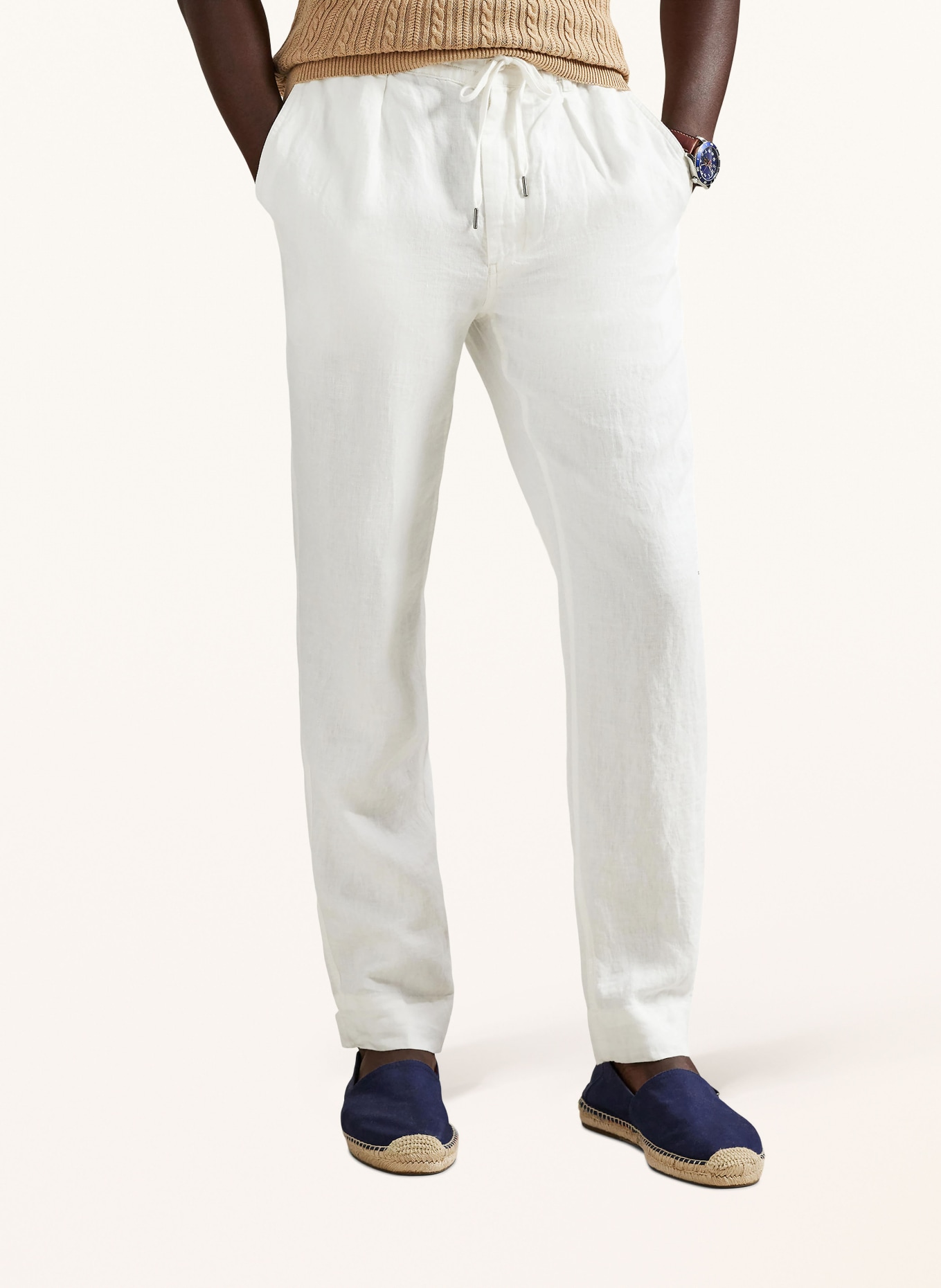 POLO RALPH LAUREN Leinenhose im Jogging-Stil Slim Tapered Fit: WEISS