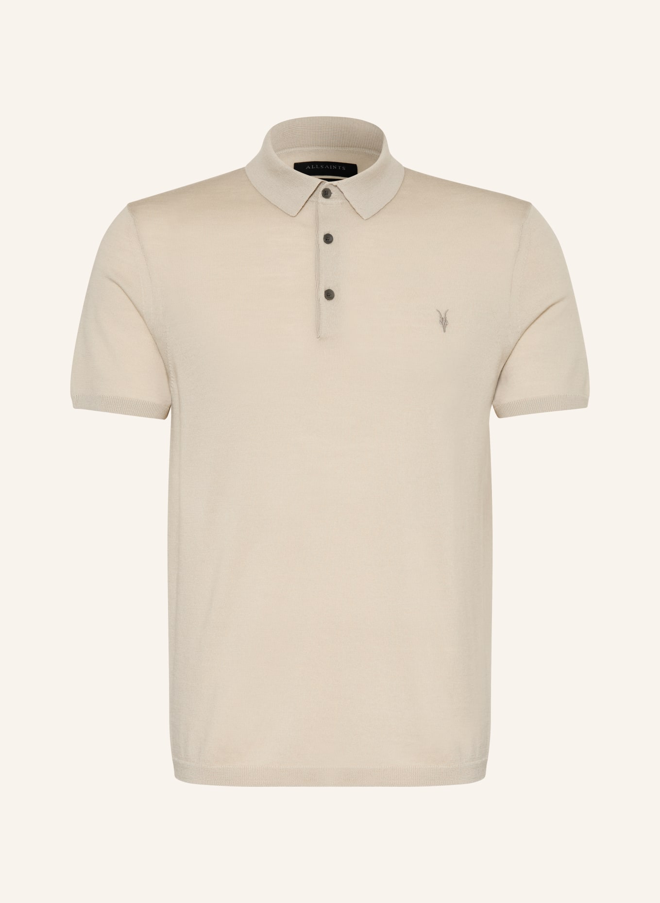 ALLSAINTS Knitted polo shirt MODE MERINO made from merino wool: BEIGE