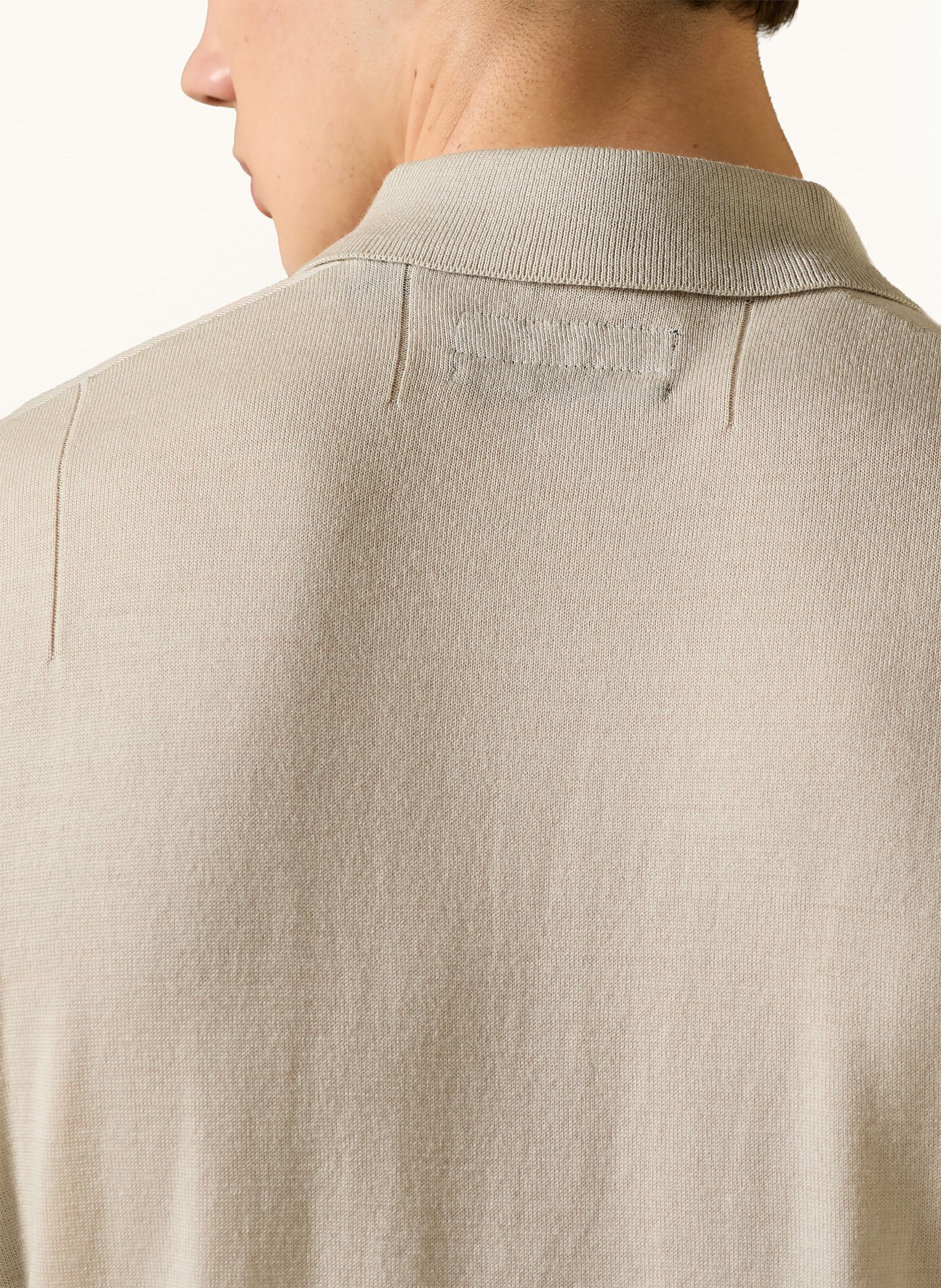 ALLSAINTS Knitted polo shirt MODE MERINO made from merino wool: BEIGE