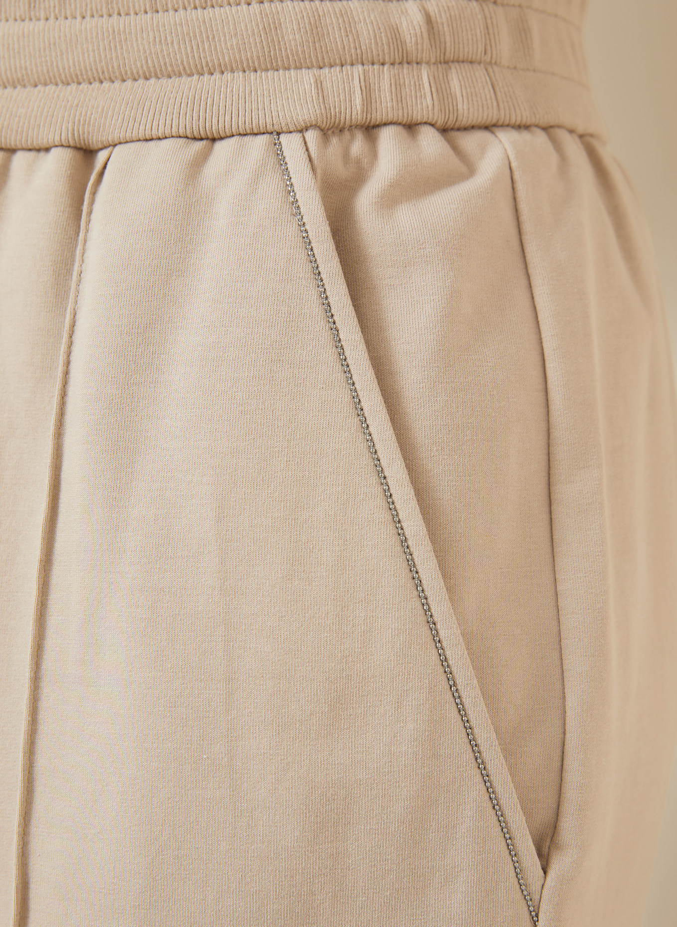 BRUNELLO CUCINELLI Hose im Joggingstil mit Schmucksteinen: HELLBRAUN