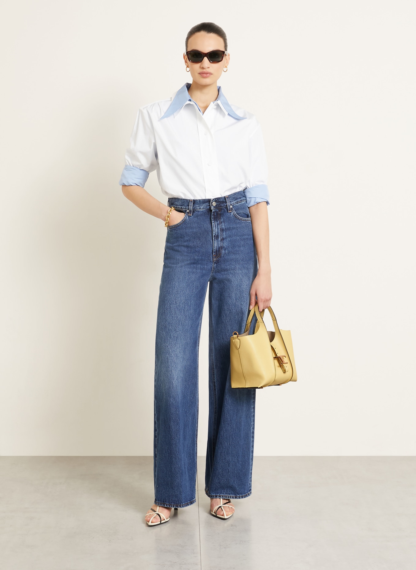 TOD'S Shopper T TIMELESS SMALL s pouzdrem: ŽLUTÁ / ZLATÁ