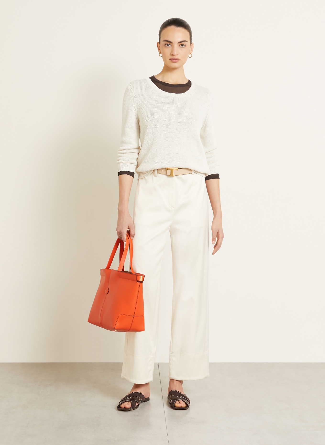 TOD'S Shopper MEDIO SMALL: ORANJE / GOUD