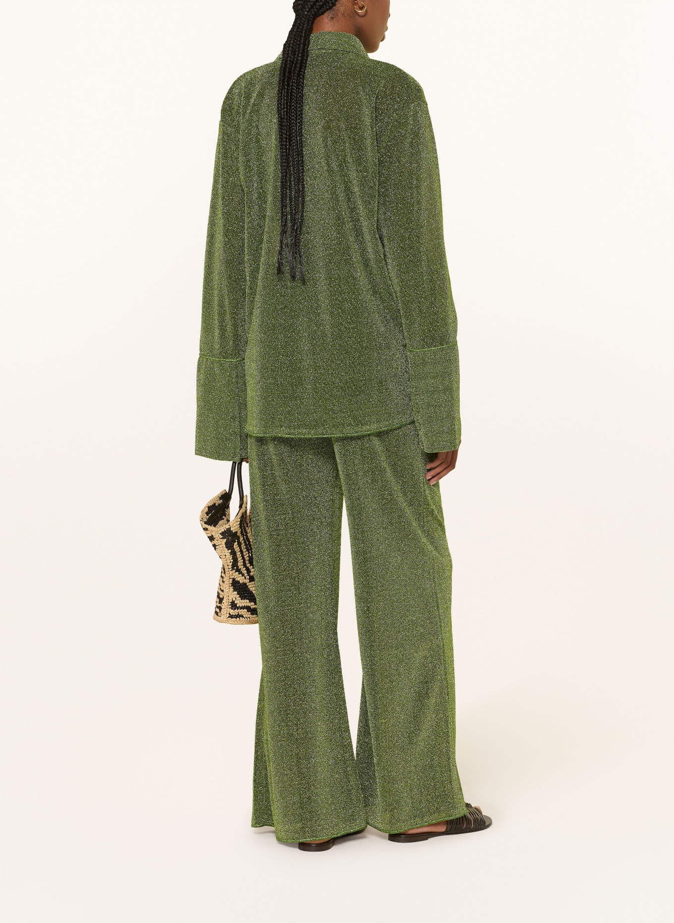 Oséree Marlenehose LUMIERE mit Glitzergarn: GRÜN