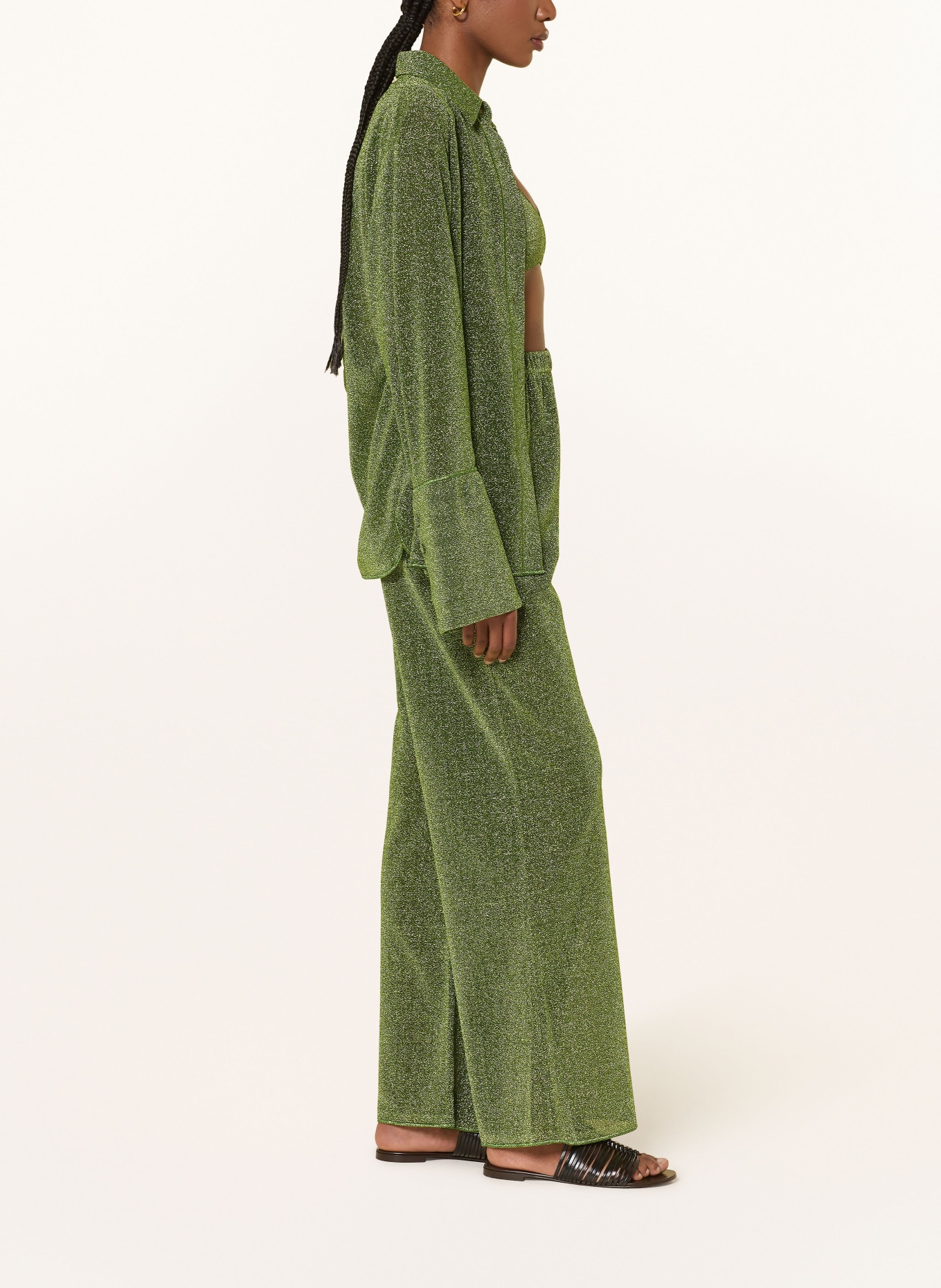 Oséree Marlenehose LUMIERE mit Glitzergarn: GRÜN