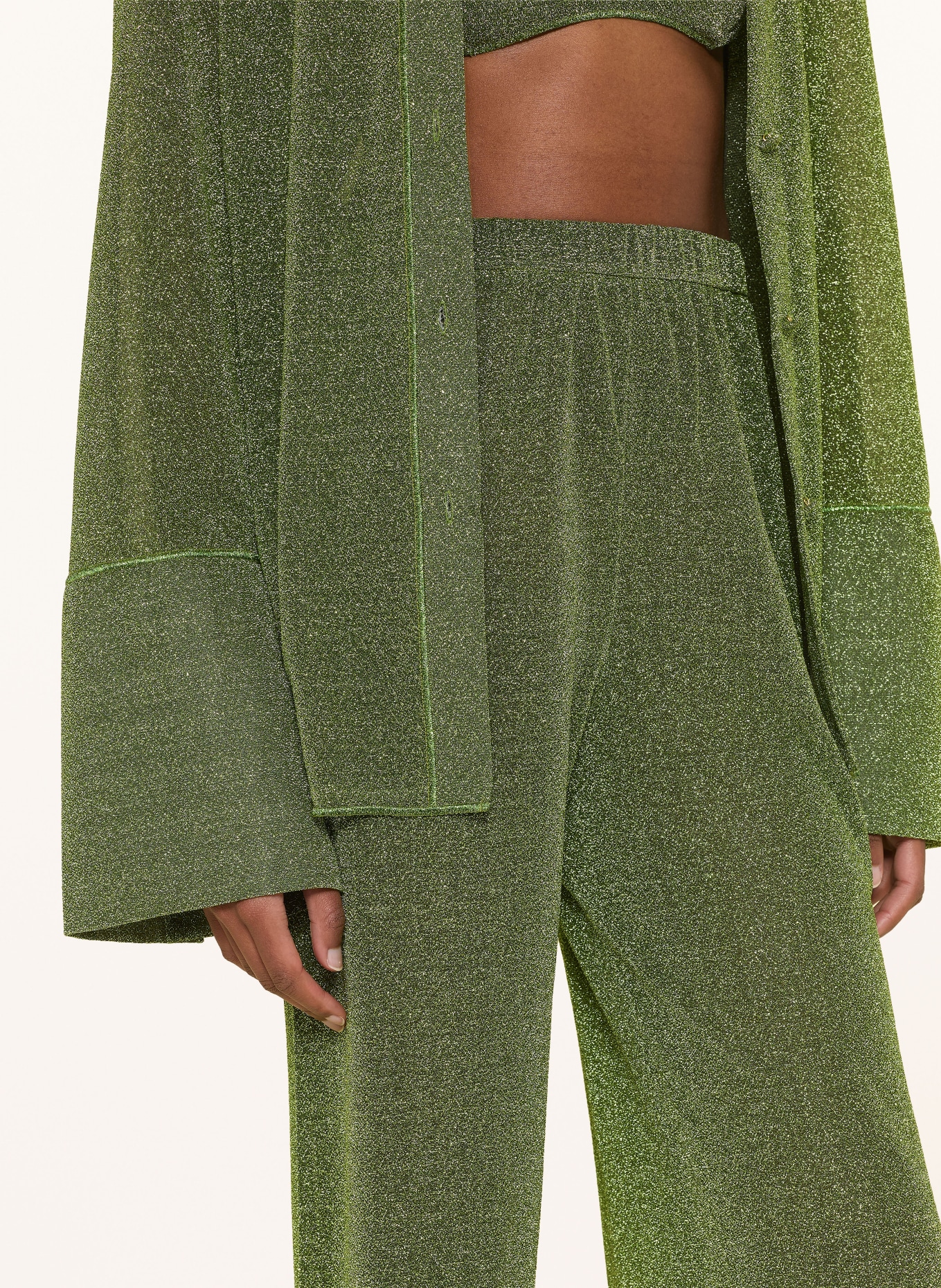 Oséree Marlenehose LUMIERE mit Glitzergarn: GRÜN