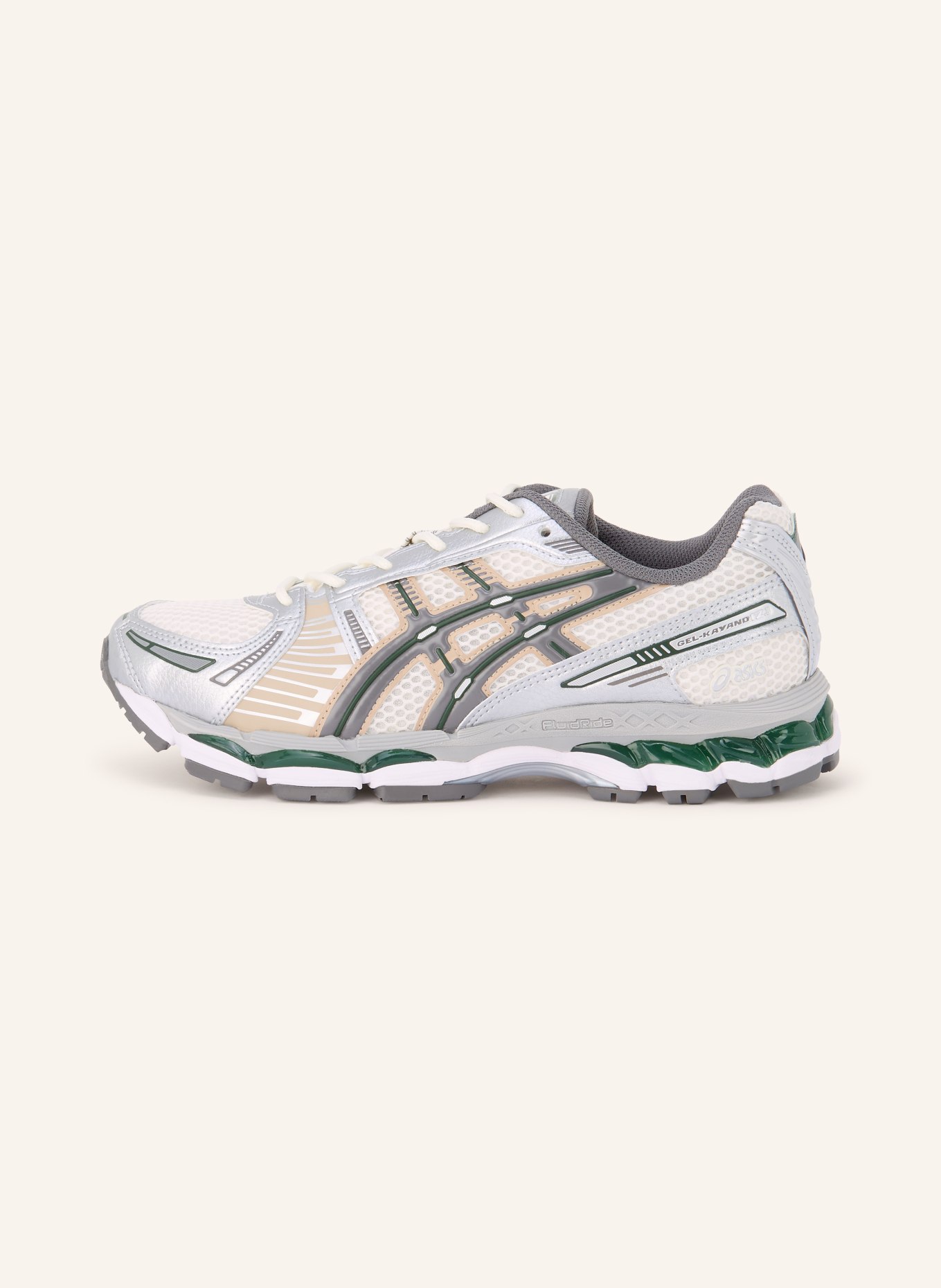 ASICS GEL-KAYANO 12.1 sneaker: CREAM / SILVER / DARK GREEN